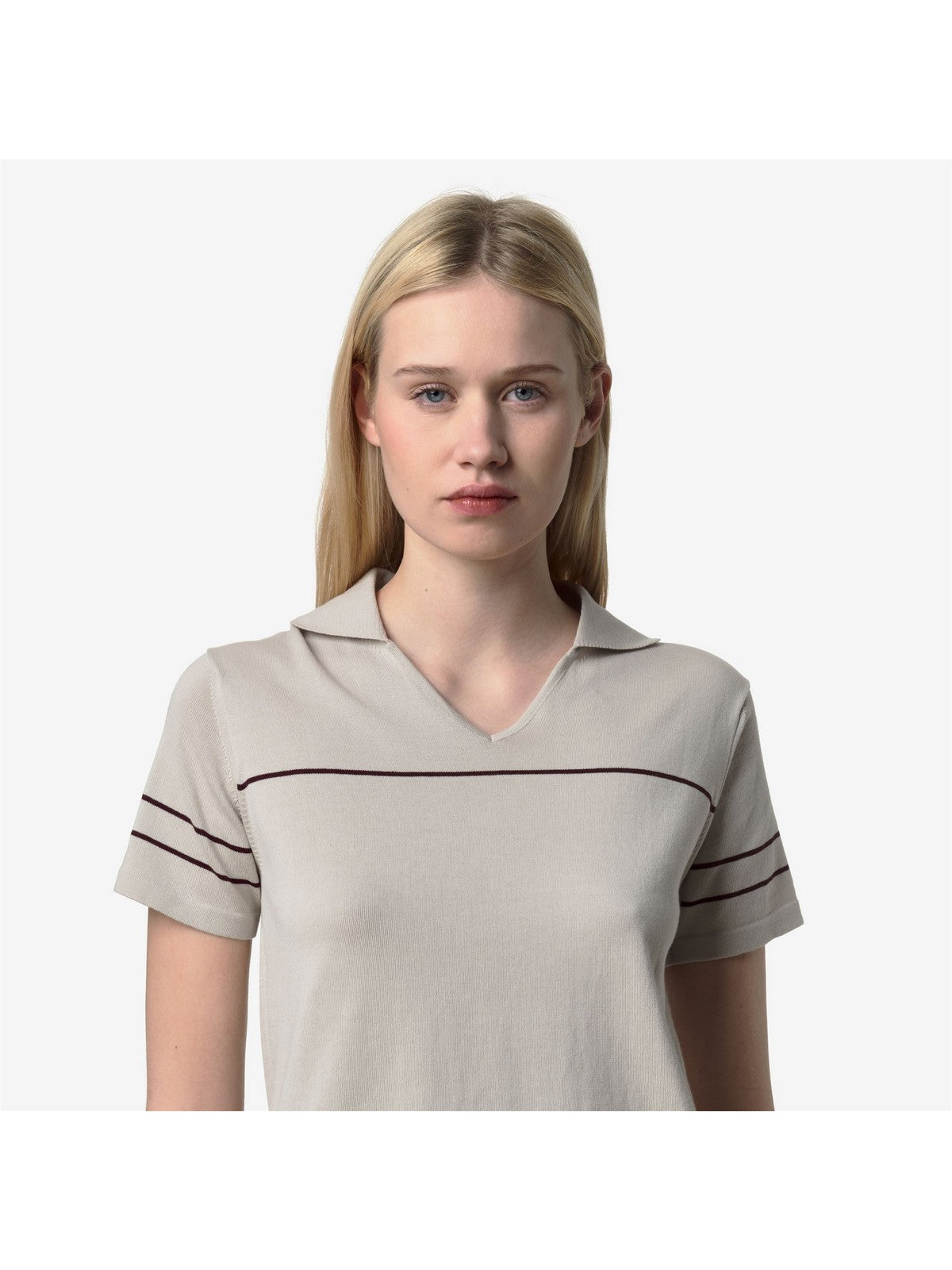 K-WAY Polo Donna MAZARDY STRIPES K11715W C36 BEIGE LT - Violet Bu