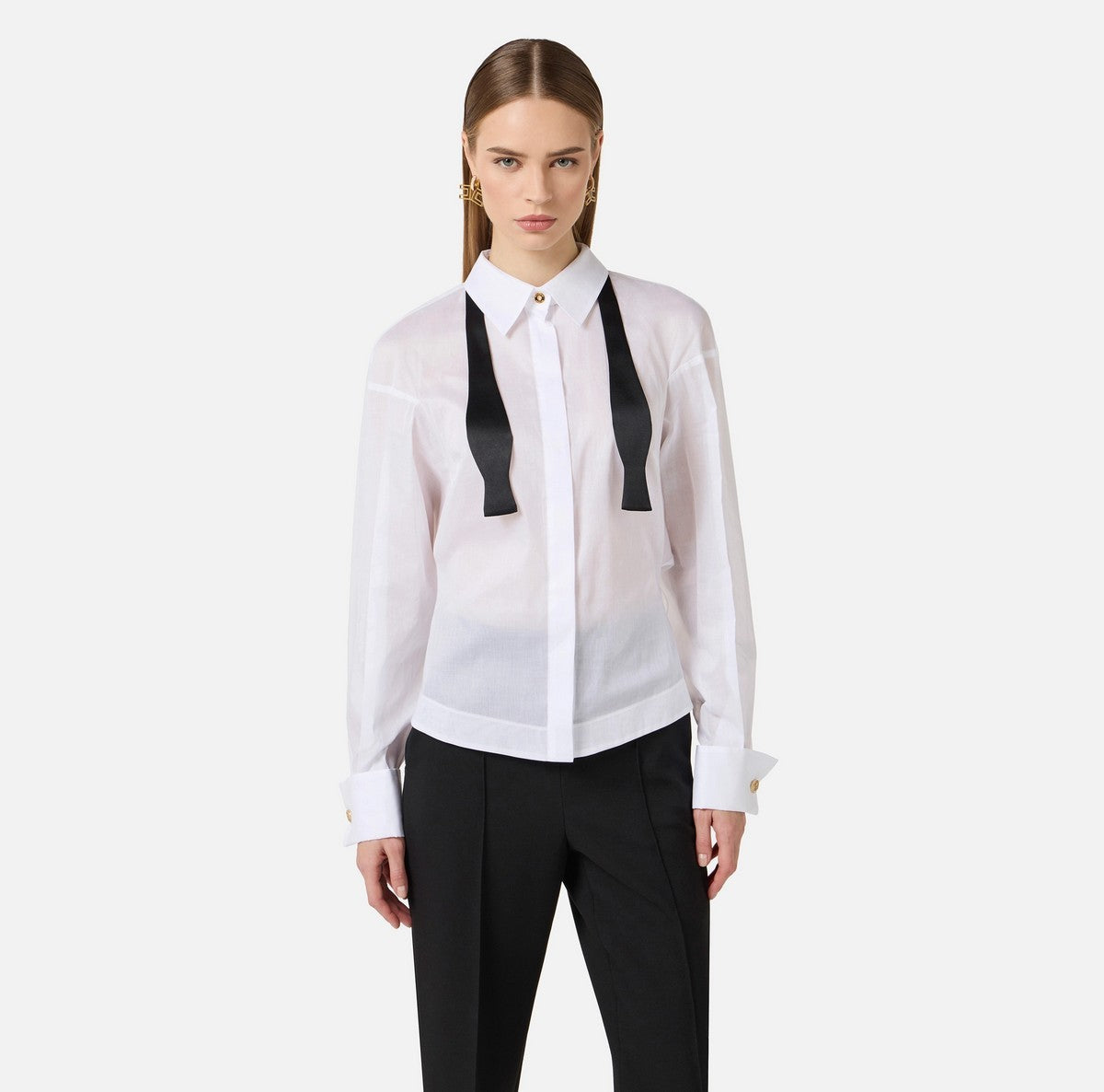 ELISABETTA FRANCHI Camicia Donna  CA15461E2 221 BIANCO/NERO