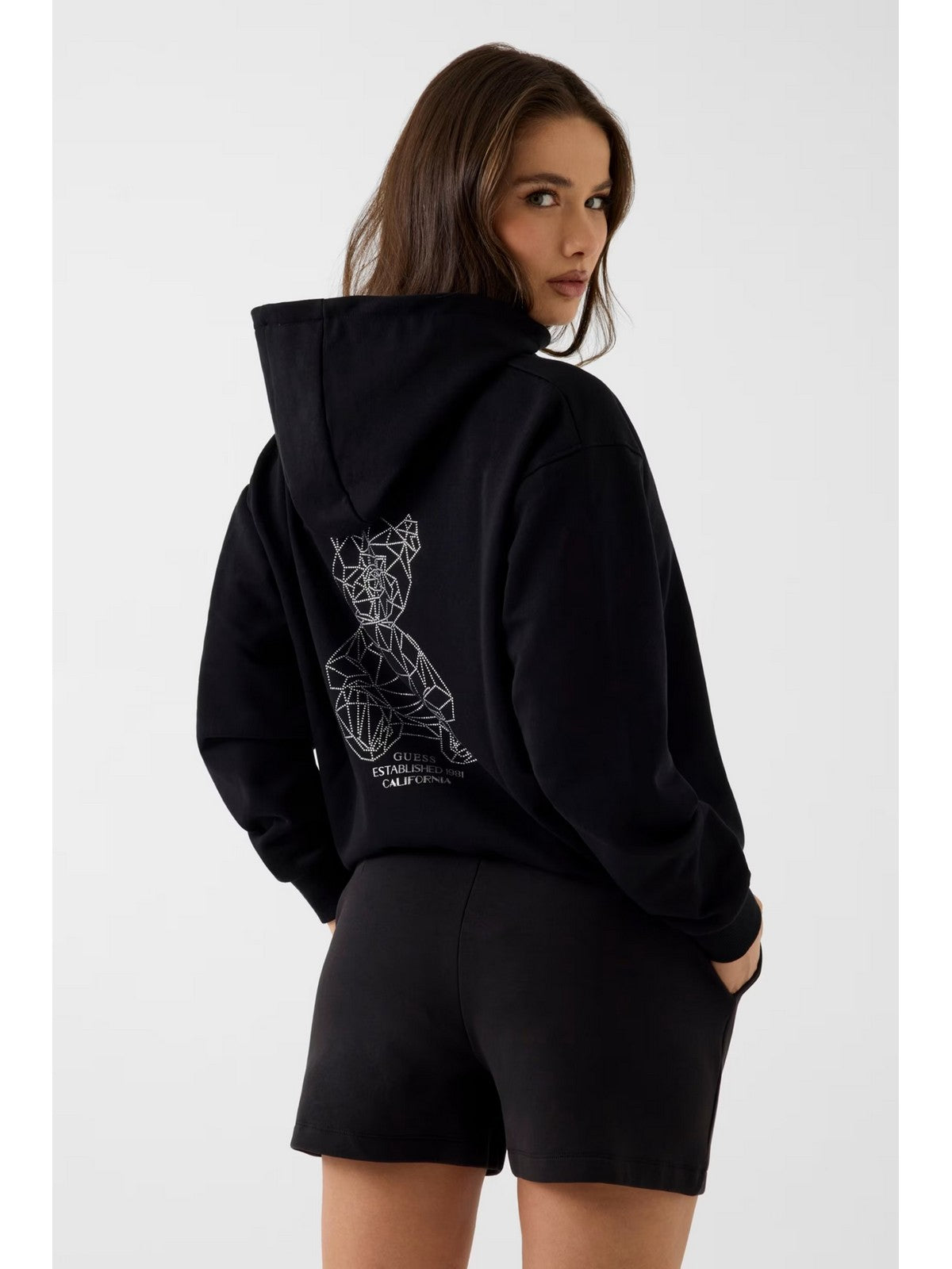 GUESS SPORT Felpa Donna SILVY HOODIE V6GQ18 K3513 JBLK Jet Black A996