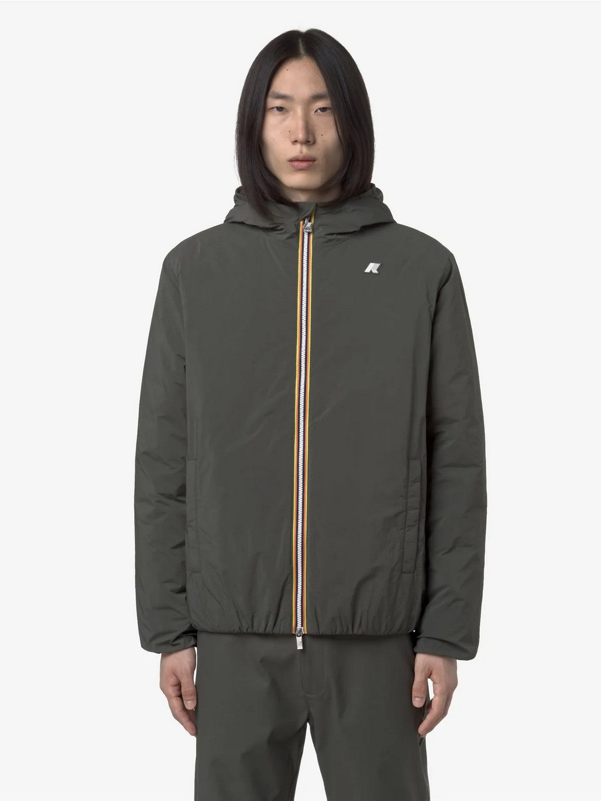 K-WAY Giubbino Uomo JACK PLAIN WARM K2136DW WMR GREEN BLACKISH