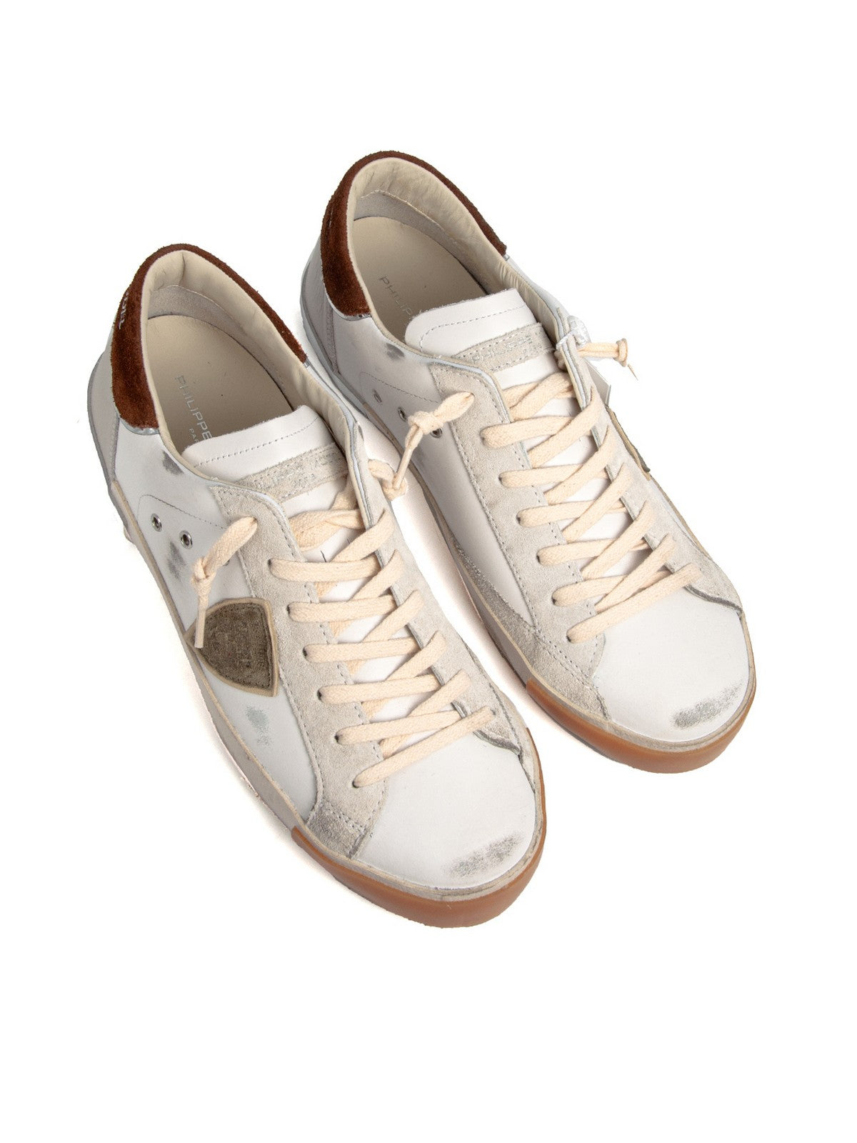 PHILIPPE MODEL Sneaker Uomo Prsx Low Man PRLU VDP1 VEAU DAIM POP_BLANC BRUN