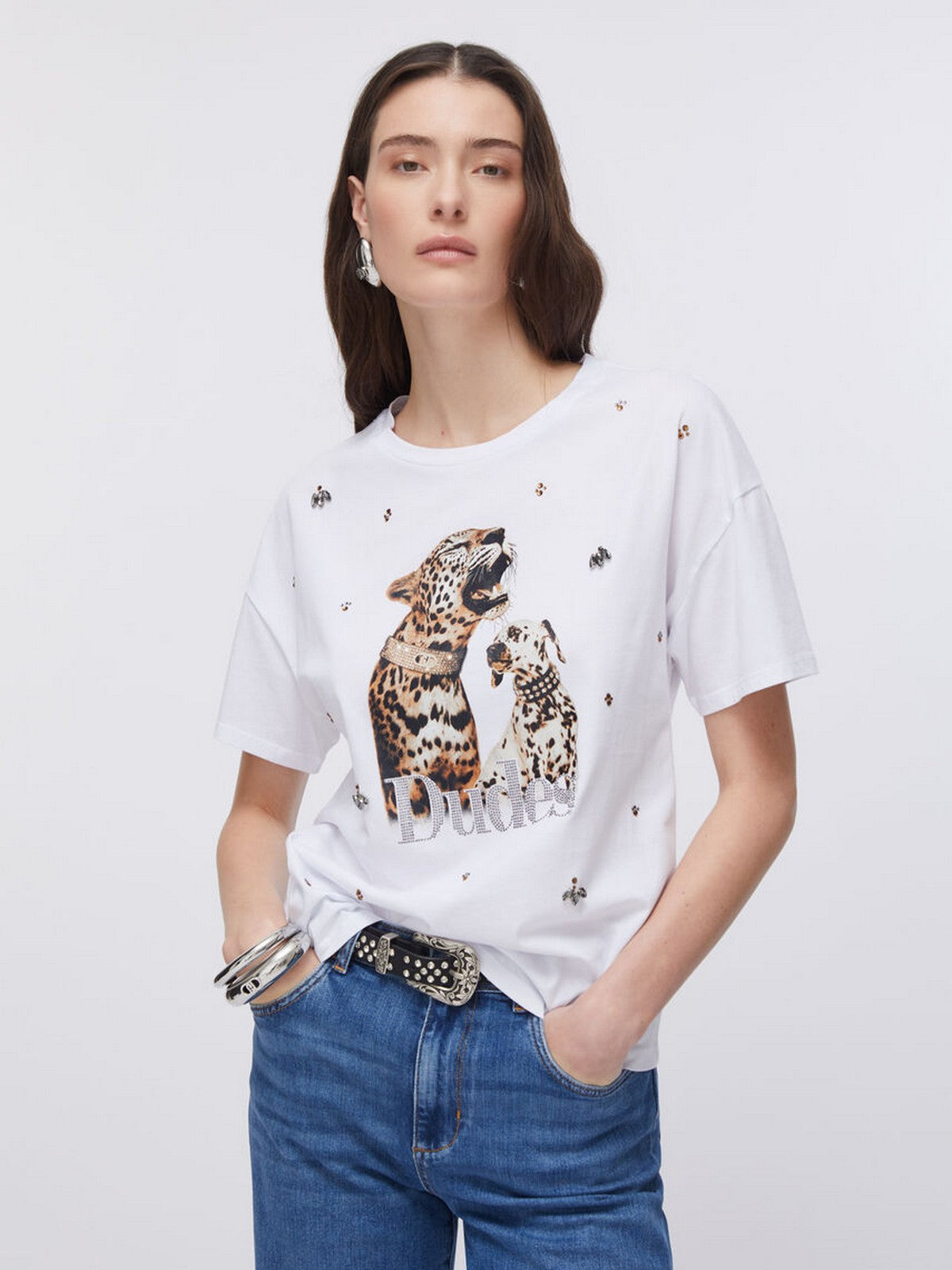 LIU JO WHITE T-shirt Donna  WA6331JS904 P9272 Bianco dudes LiuJo