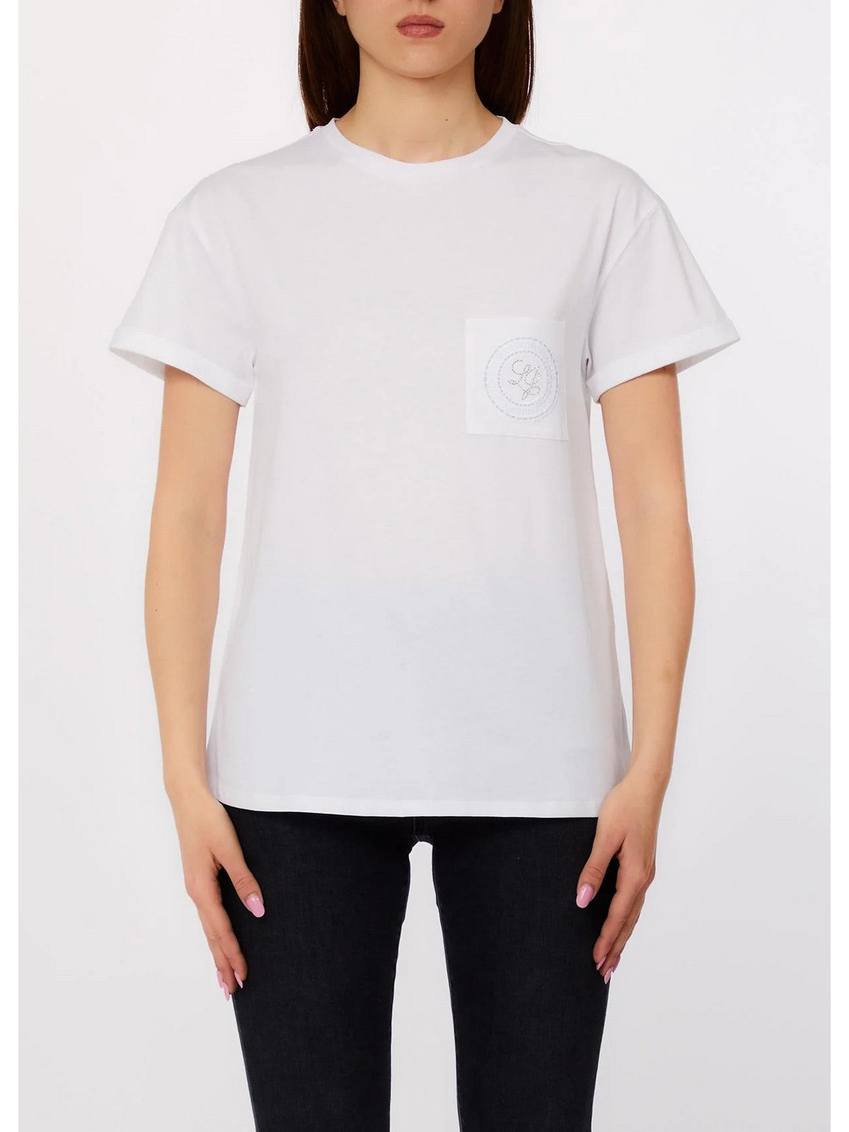 LIU JO WHITE T-shirt Donna  WA6372JS923 P9333 Bco LJ embr.fashion