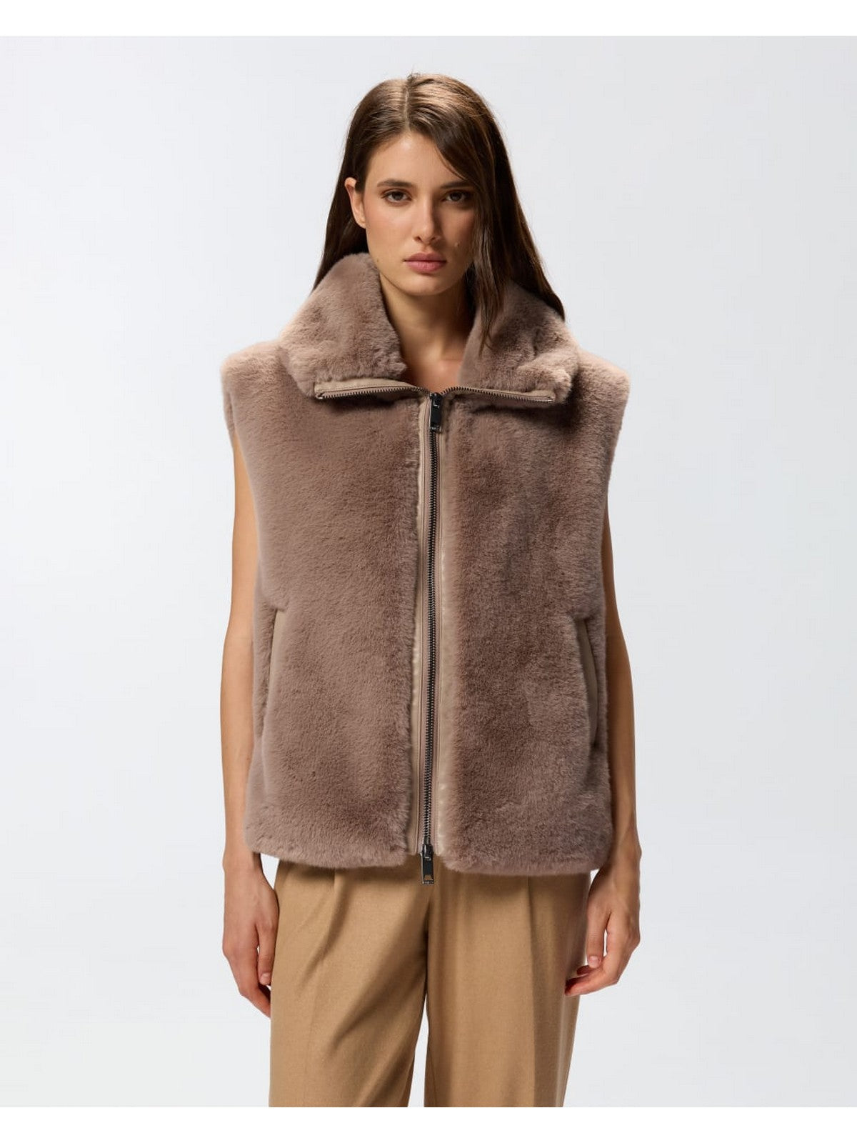 PINKO Pelliccia Donna DEYN GILET 105107-A2WN D01 BEIGE-BISCOTTO ZENZ.