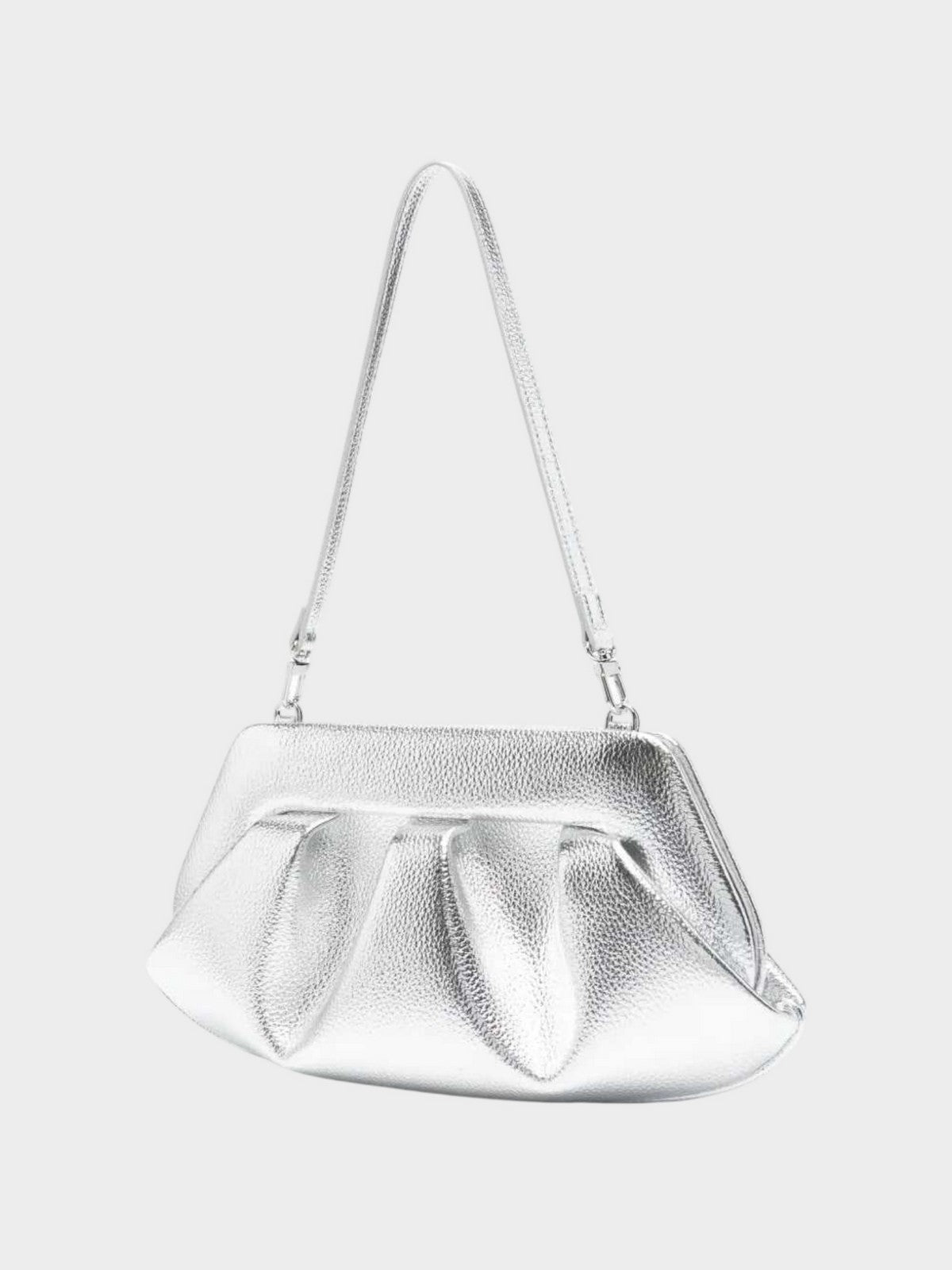 THEMOIRè Bios Baguette laminato vegan fabric bag silver eco-friendly design 