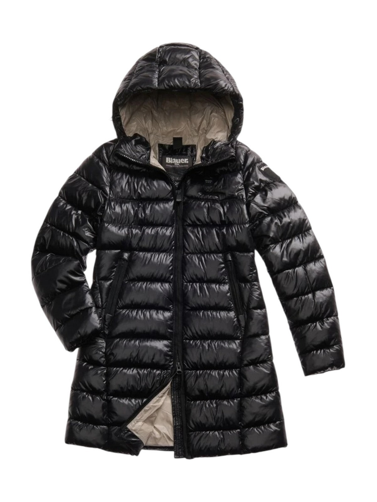 BLAUER Piumino Donna ADELAIDE 25WBLDK02069 006648 999EI NERO interno BEIGE 301