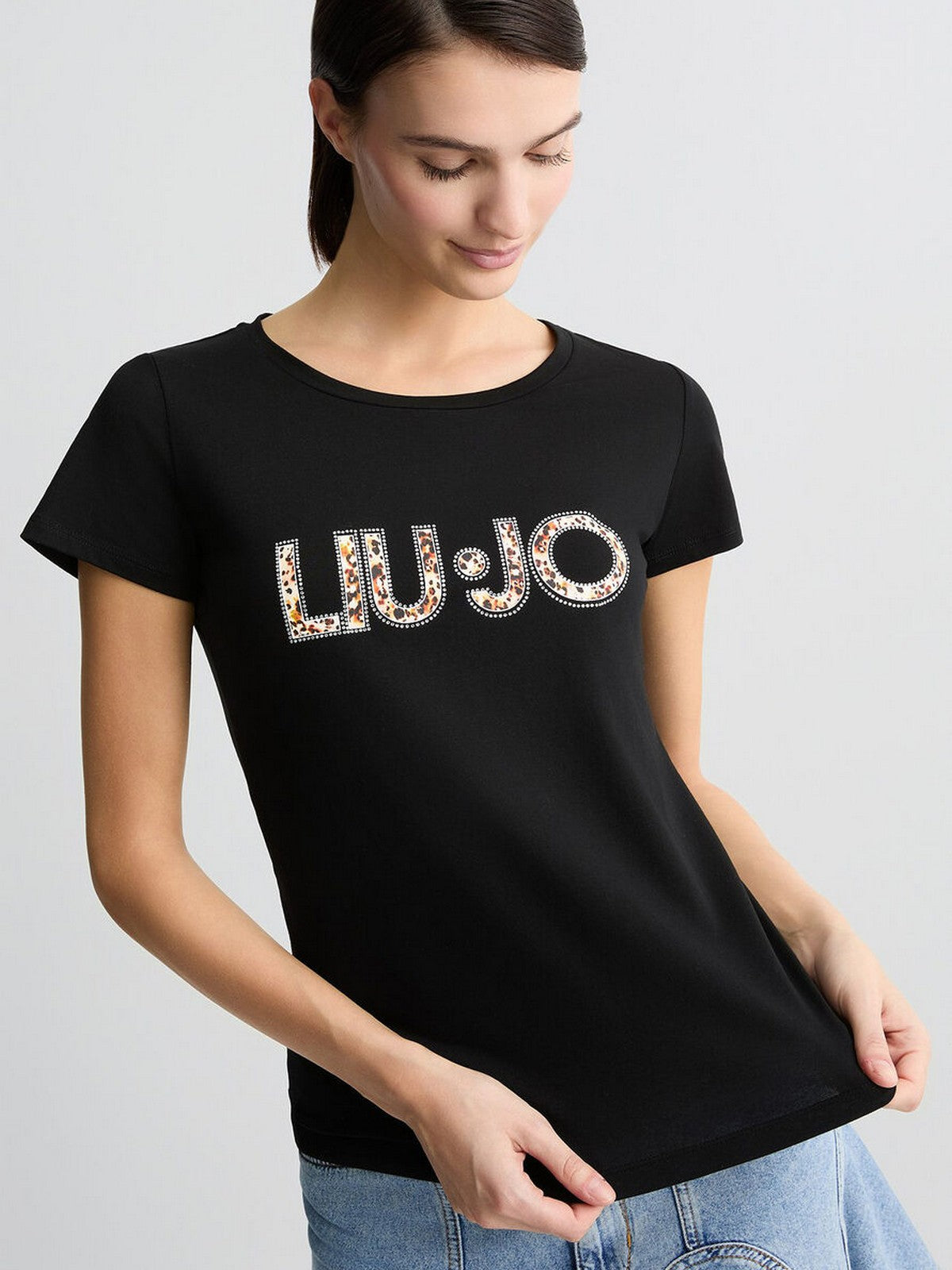 LIU JO BEACHWEAR T-shirt Donna  VA5154JS003 M9330 Nero/anim.rouge gioboutiqueweb