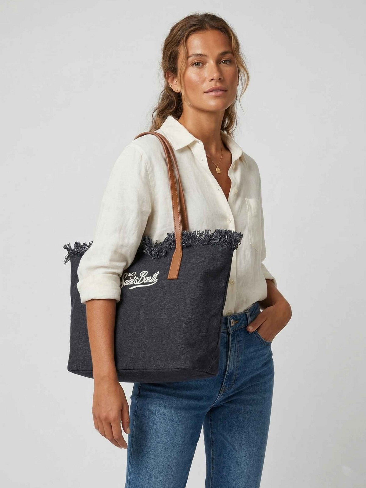 MC2 SAINT BARTH Borsa Donna  CITY BAG FRINGE 01740L CANVAS 00 EMB