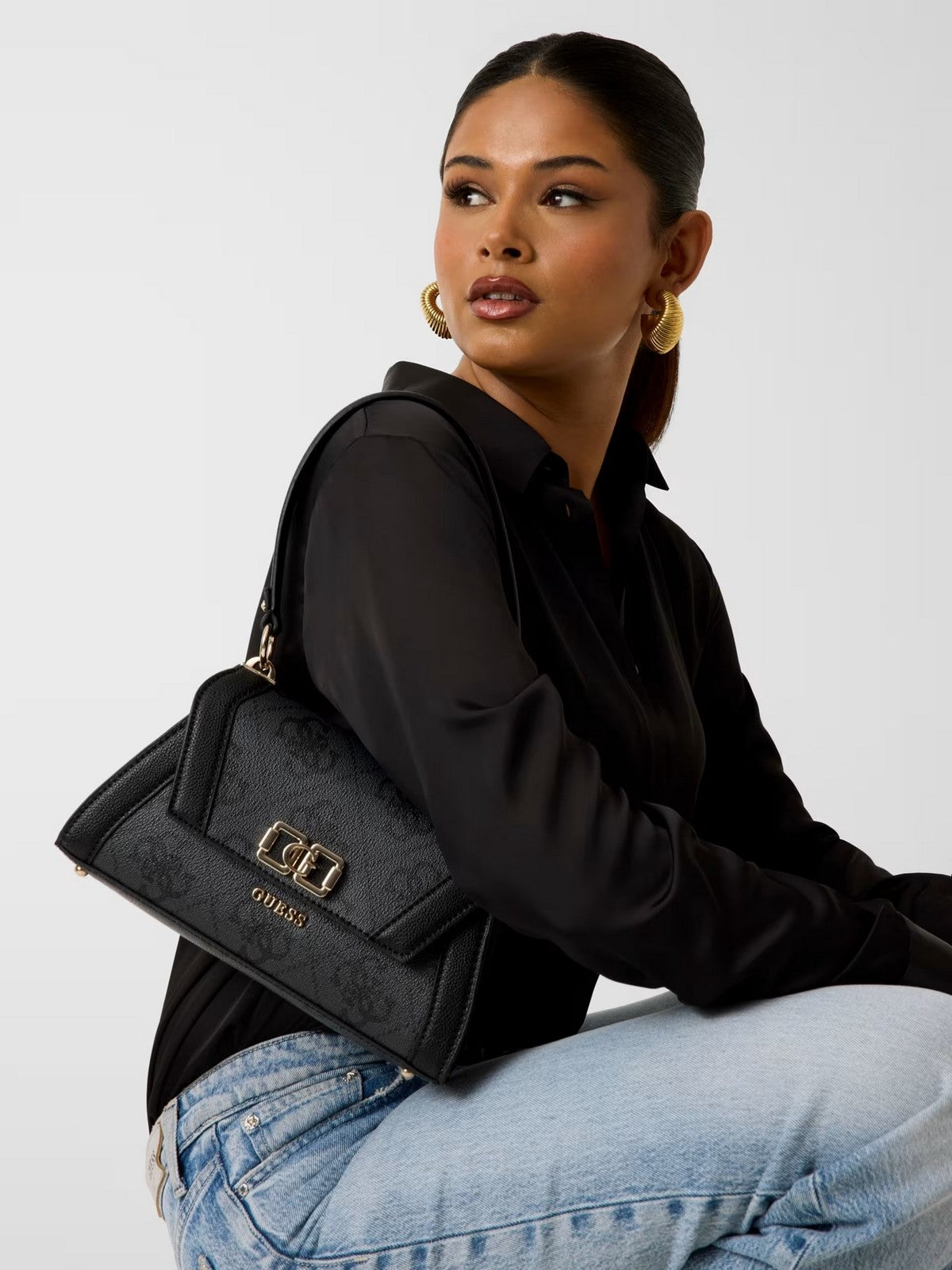 GUESS Borsa Donna KARNILLA LOGO FLAP SHLDR BAG HWOS99 01190 CLO COAL LOGO
