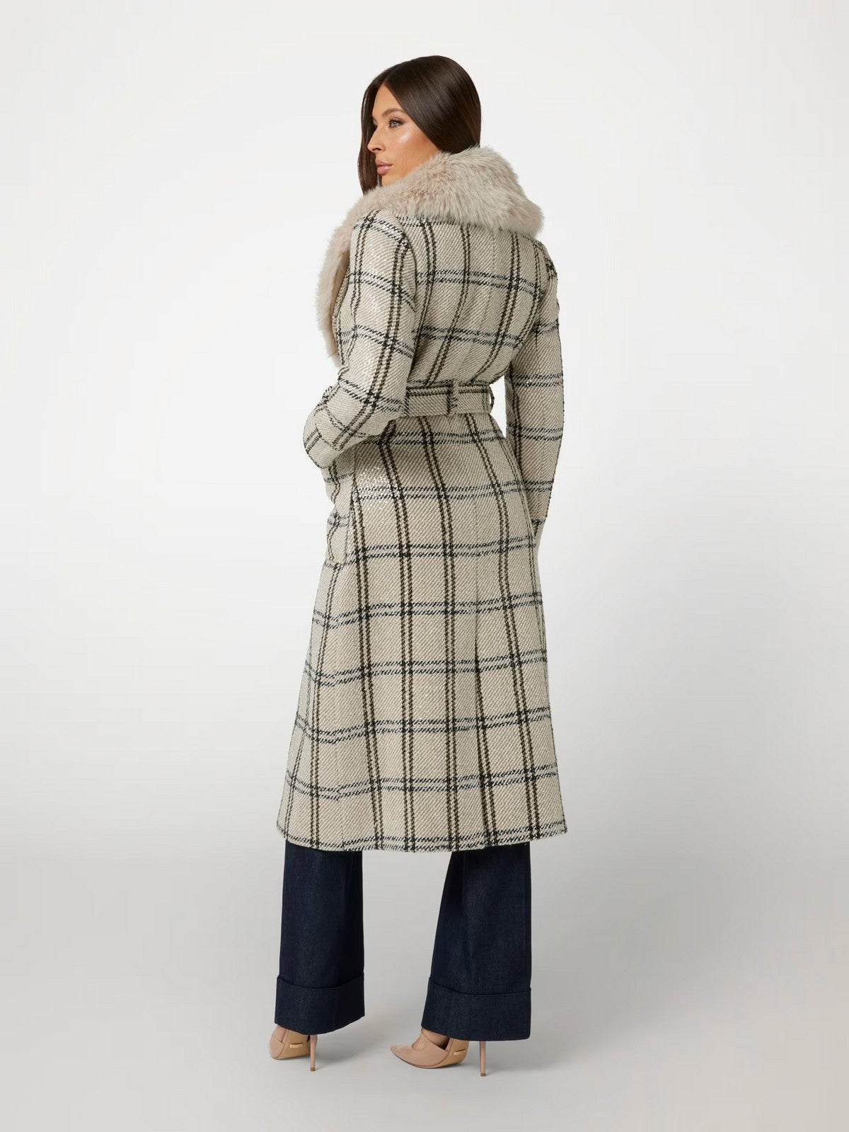 MARCIANO Cappotto Donna Charlize Plaid Coat 4BGL25 7198A F148 Rosa gioboutiqueweb