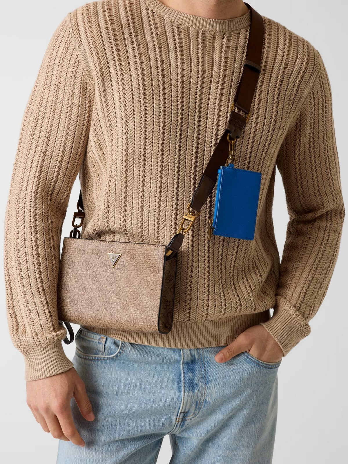 GUESS Tracolla Uomo MILANO CROSSBODY TOP ZIP HMMILO P6157 BBO BEIGE\BROWN