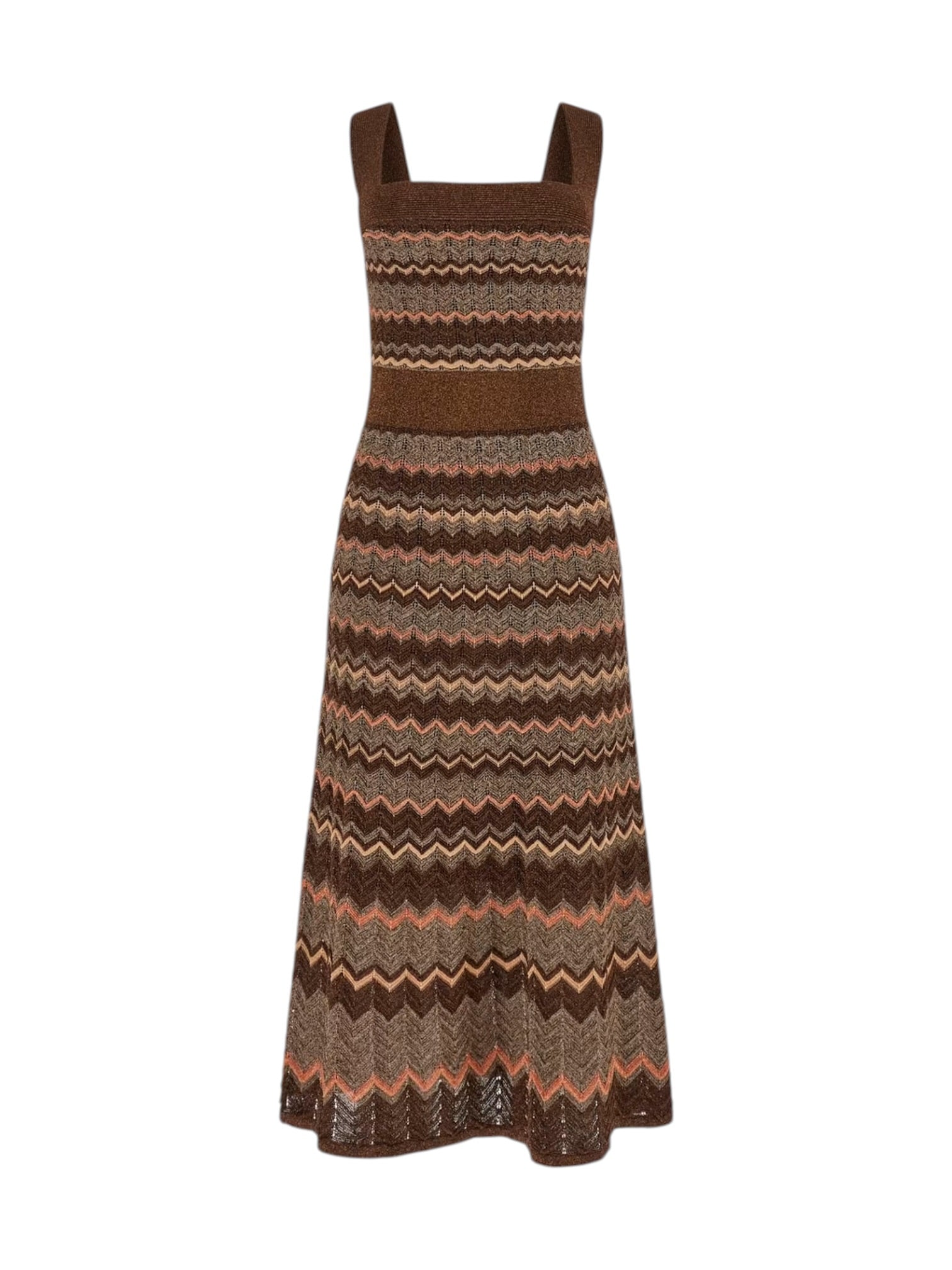 MARCIANO Abito Donna SUKI SL SQUARED NECK SWTR DRES G6GK42 Z0640 FMDZ BROWN/GOLD MULTI