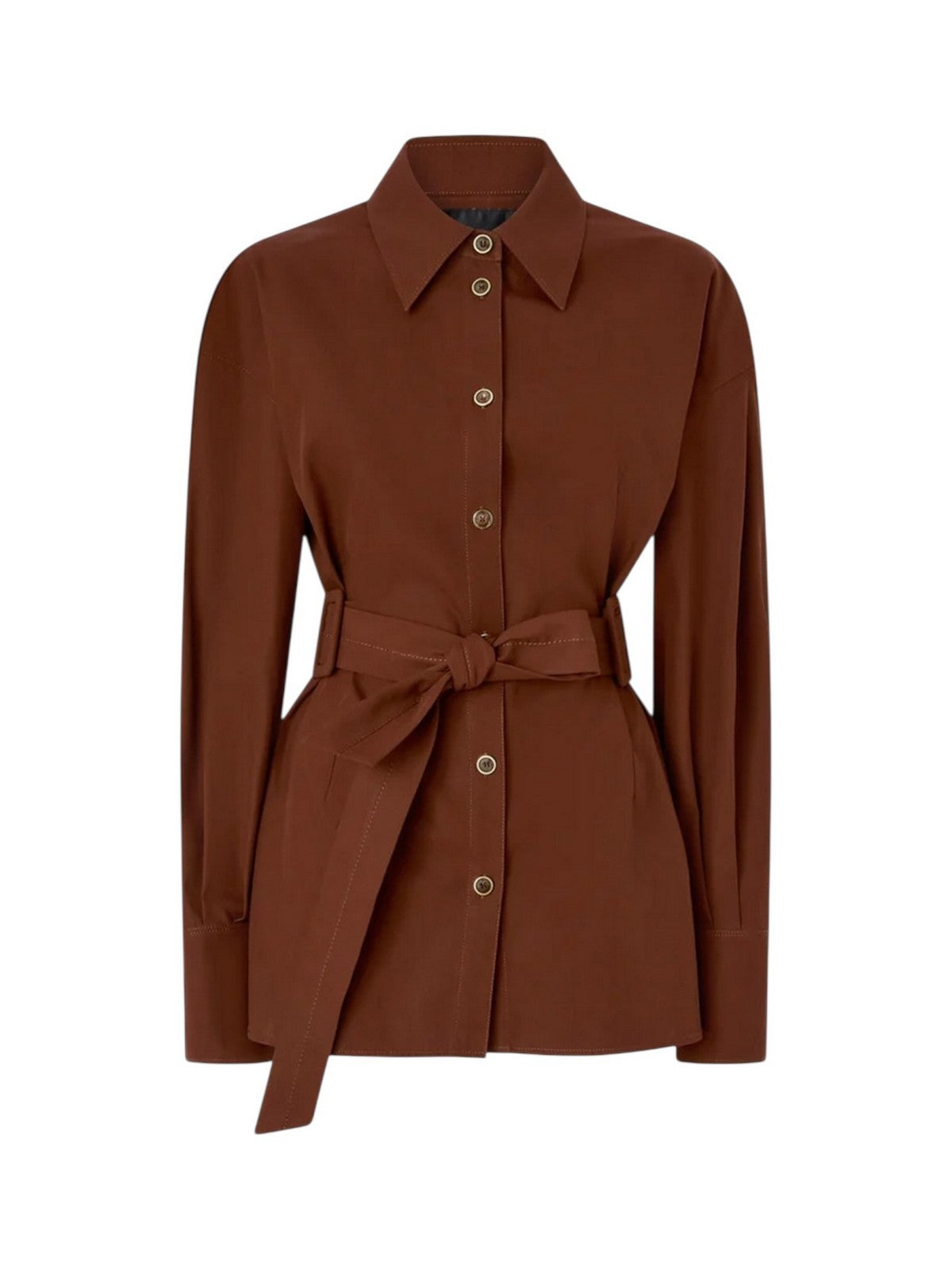 PINKO Giacca Donna CHERYL OVERSHIRT COTONE FLUIDO 106153-A2ER L78 MARRONE TERRA X PIANTE