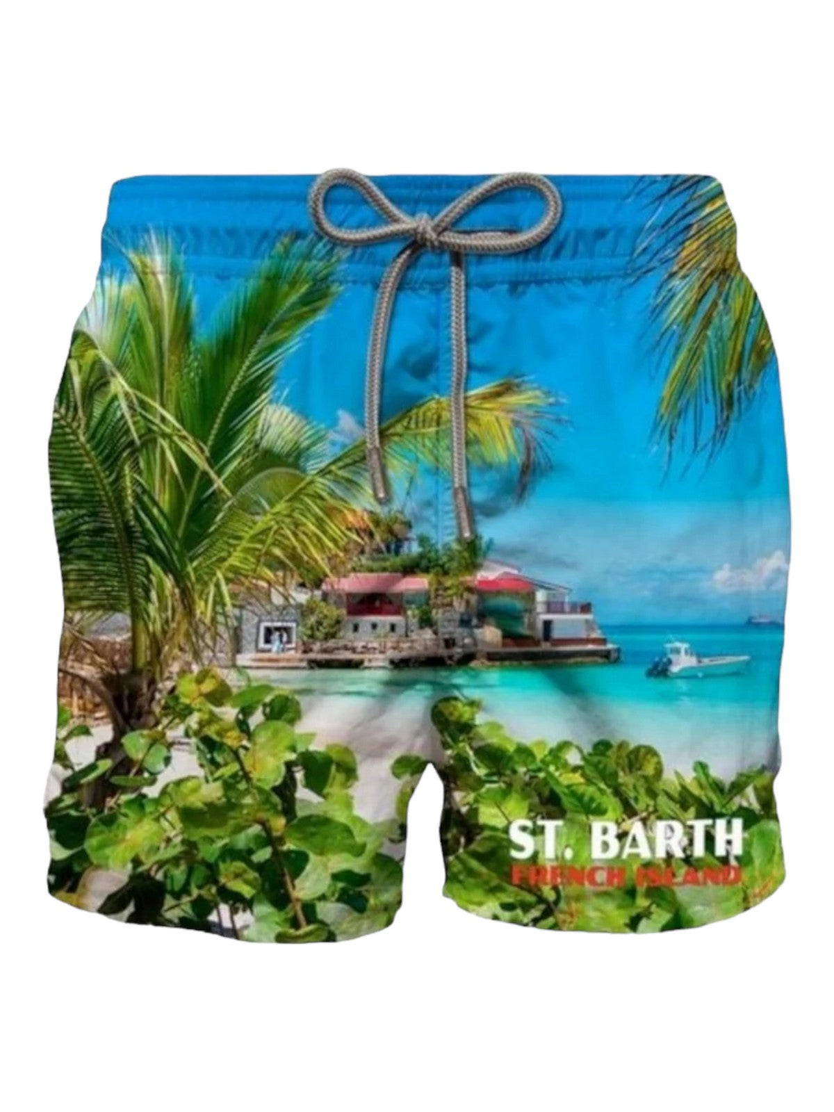 MC2 SAINT BARTH Men's Swimsuit Shorts GUSTAVIA PLACED PRINT 01114B Blue