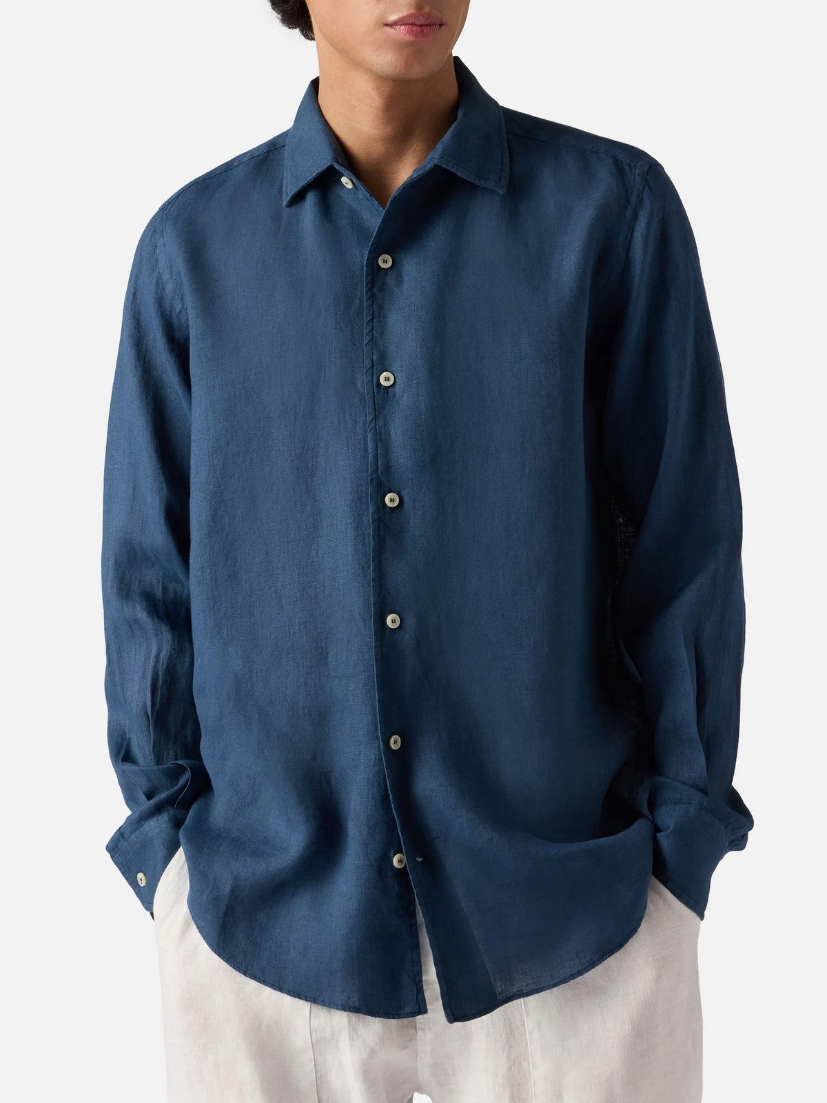 MC2 SAINT BARTH Camicia Uomo  RAPHAEL 00119L LINEN 61 BLUE NAVY