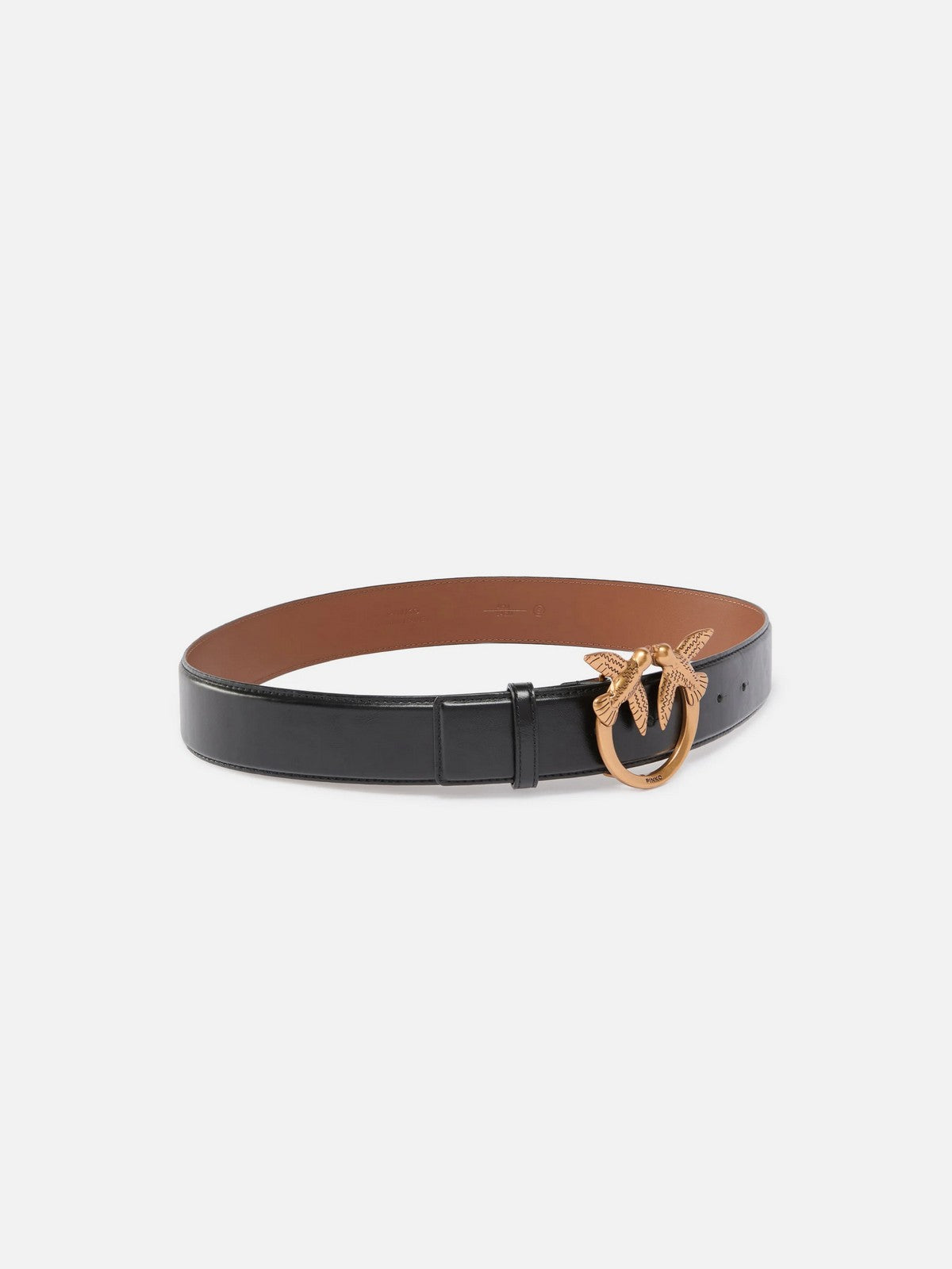 PINKO Cintura Donna LOVE BERRY H4 BELT.LOW VITELLO 100120-A31J ZL2Q NERO/CUOIO-ANTIQUE GOLD