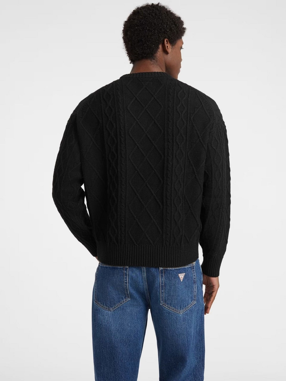 GUESS Maglione Uomo GJ LS CN CABLE SWTR M5BR04 Z0561 JBLK Jet Black A996
