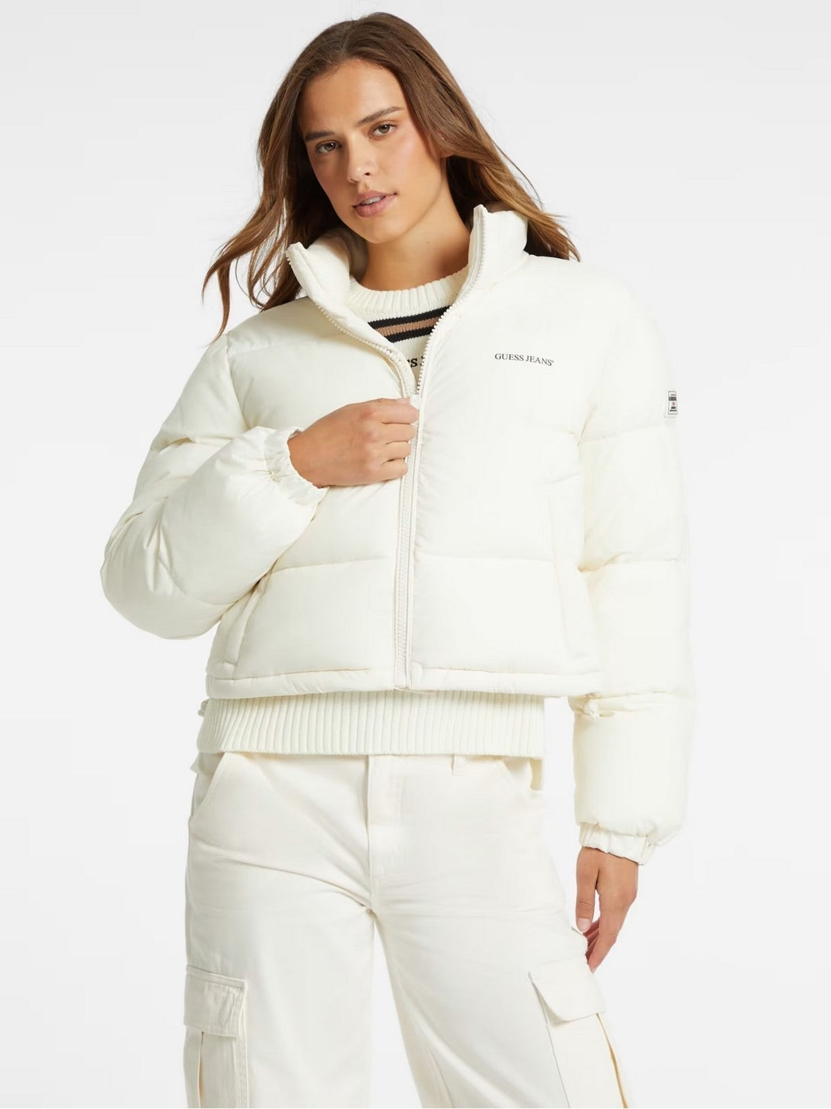 GUESS Piumino Donna GJ CROPPED PUFFER W4BL20 WGII2 G053 SANDY SHORE