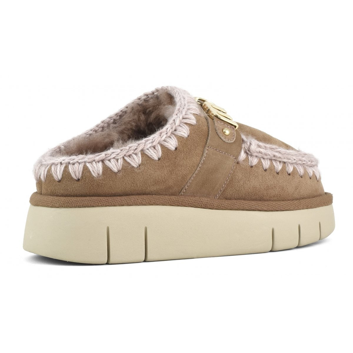 MOU Ciabatta Donna Bounce clog metal logo MU.FW531001A PKBRO Pink Brown