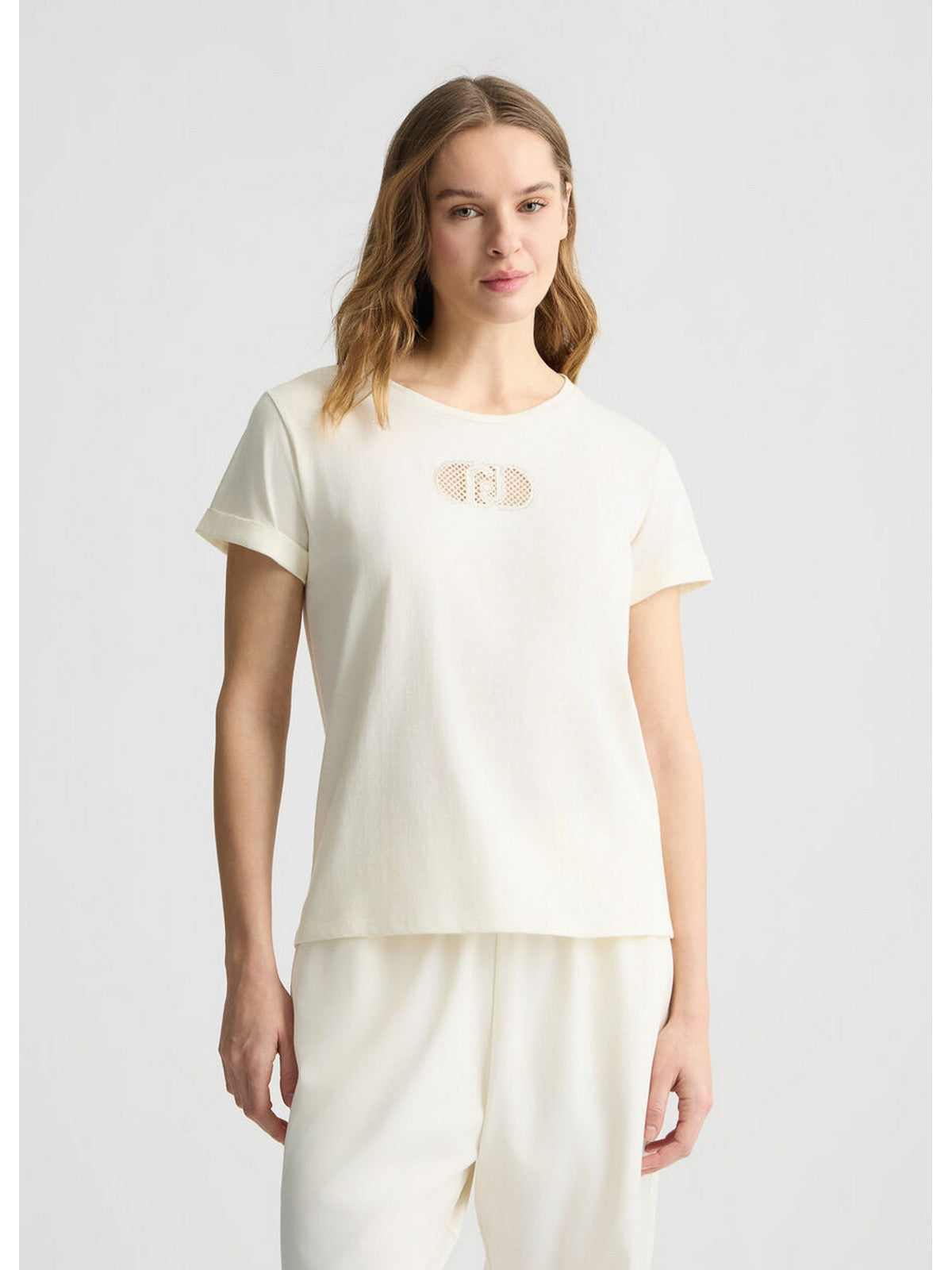 LIU JO SPORT T-shirt Donna  TA5180JS923 M9248 White m.LJ holed gioboutiqueweb