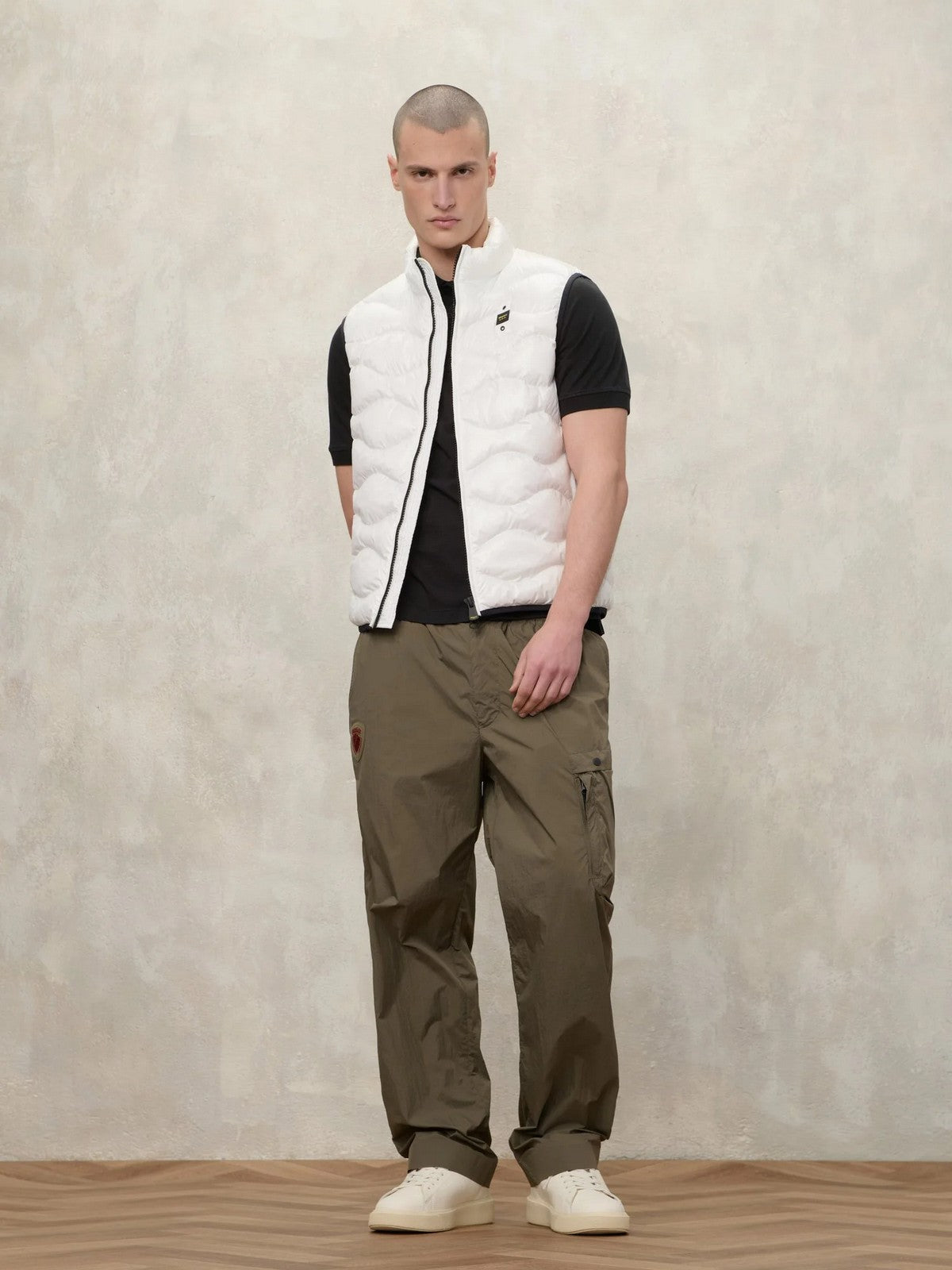 BLAUER Gilet Uomo DANNY 26SBLUX02184 005958 100GG BIANCO OTTICO int. GRIGIO NEBBIA