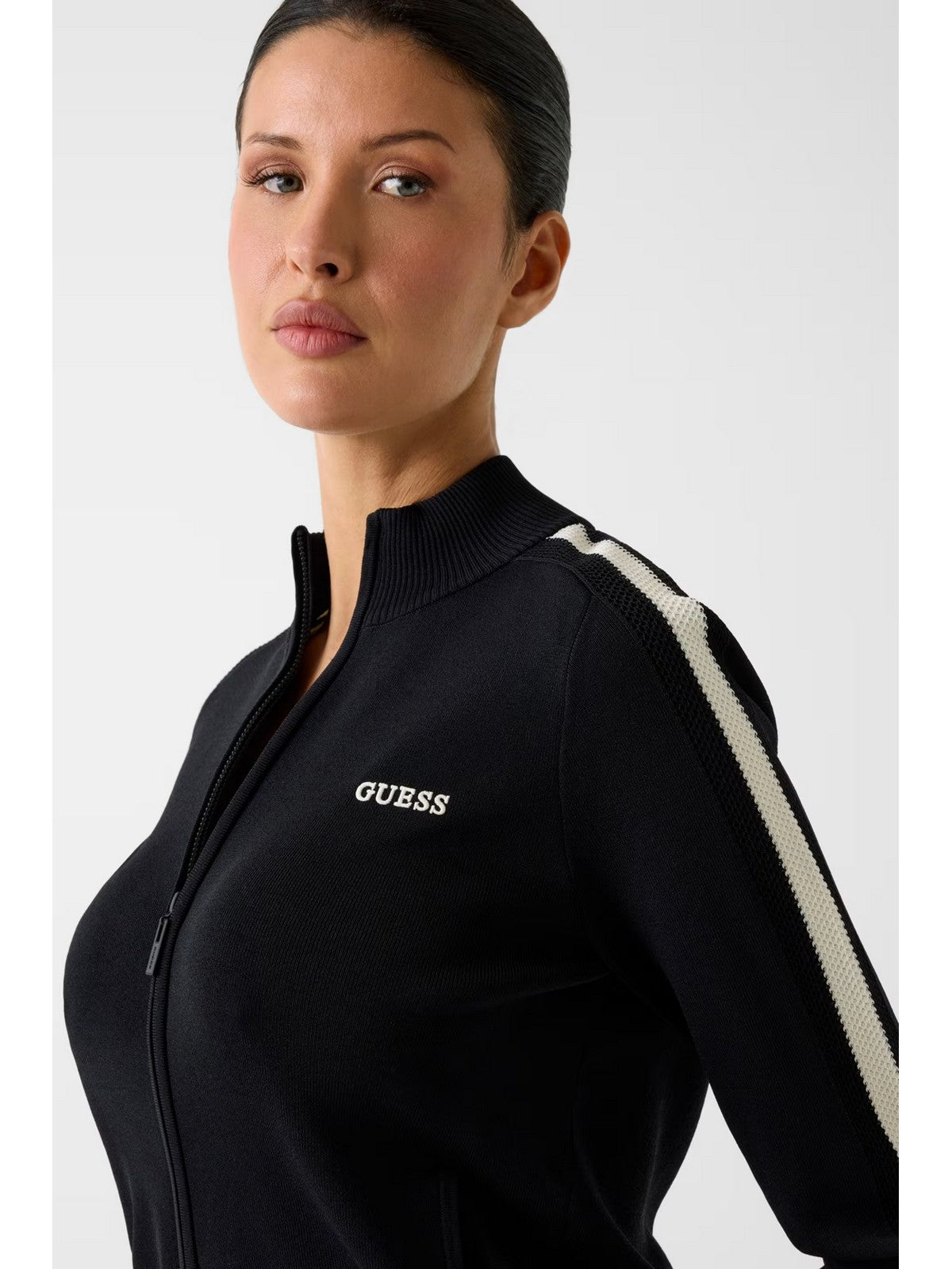 GUESS SPORT Felpa Donna GABRY FULL ZIP JACKET SWTR V6GR12 Z0752 JBLK Jet Black A996