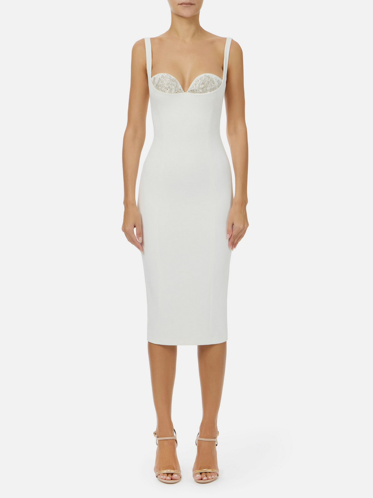 ELISABETTA FRANCHI Frauenkleid AB83557E2 360 Elfenbein