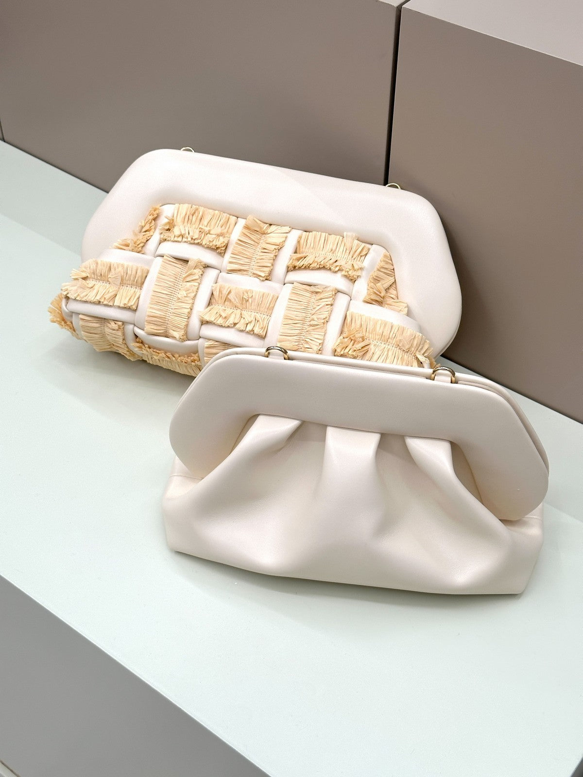 THEMOIRè Bios Medium vegan fabric bag cream eco-friendly design 