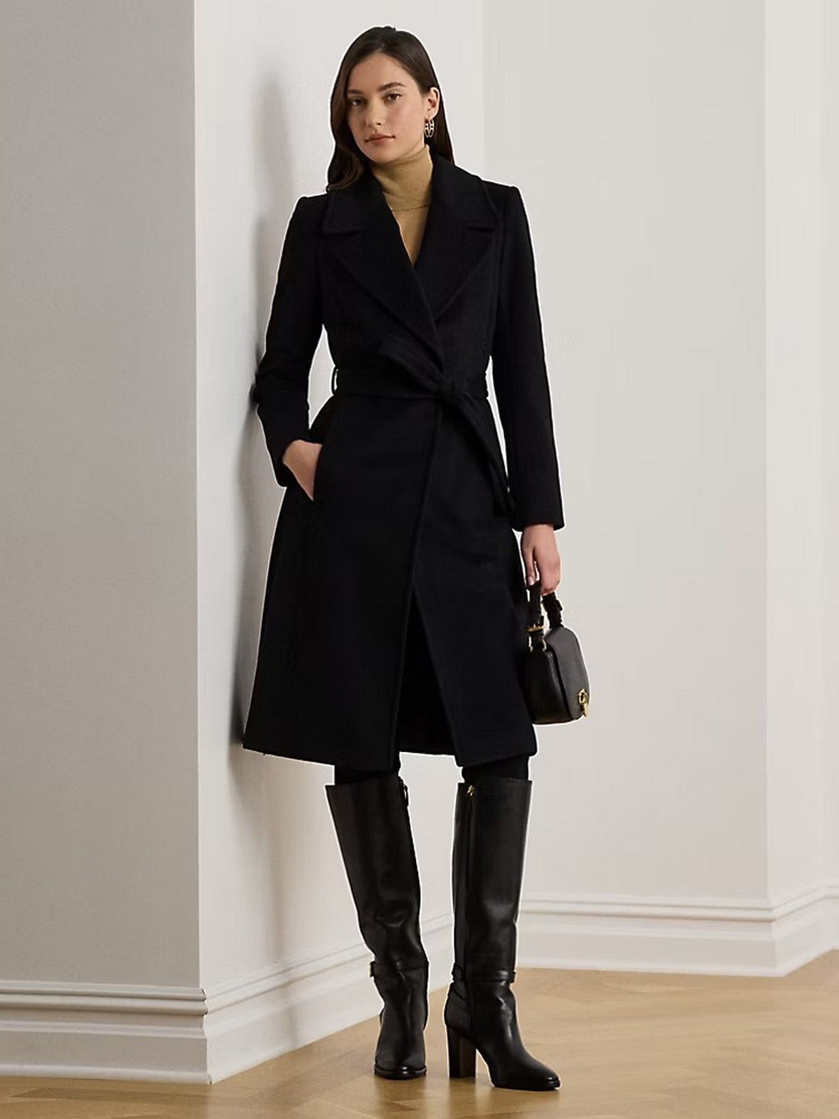 LAUREN RALPH LAUREN Cappotto Donna "WOOL WRP 42""-LINED-COAT" 297962169 001 BLACK
