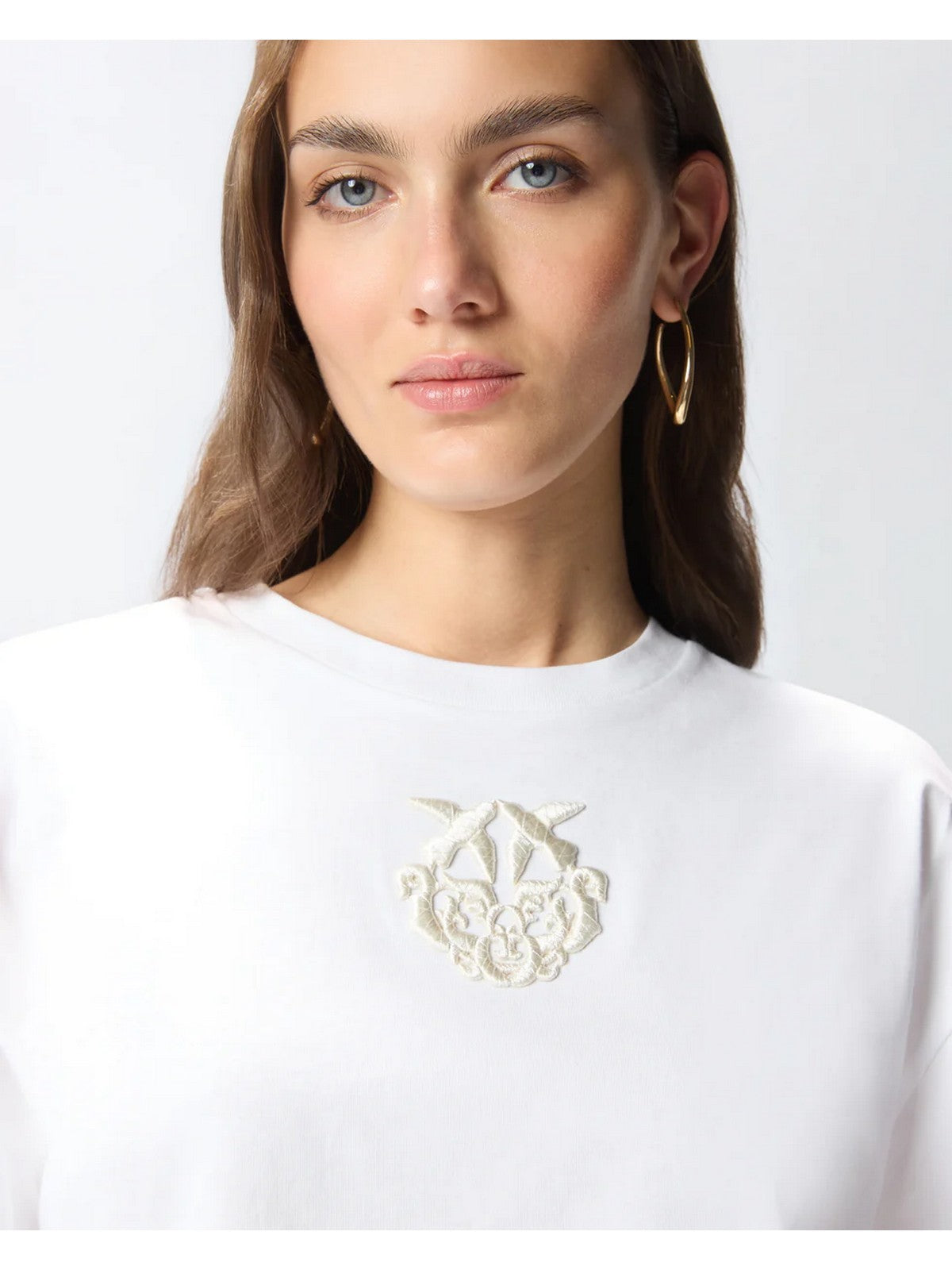 PINKO T-shirt Donna BORGHETTO T-SHIRT JERSEY LOGO 106814-A3AM Z04 BIANCO BRILL.