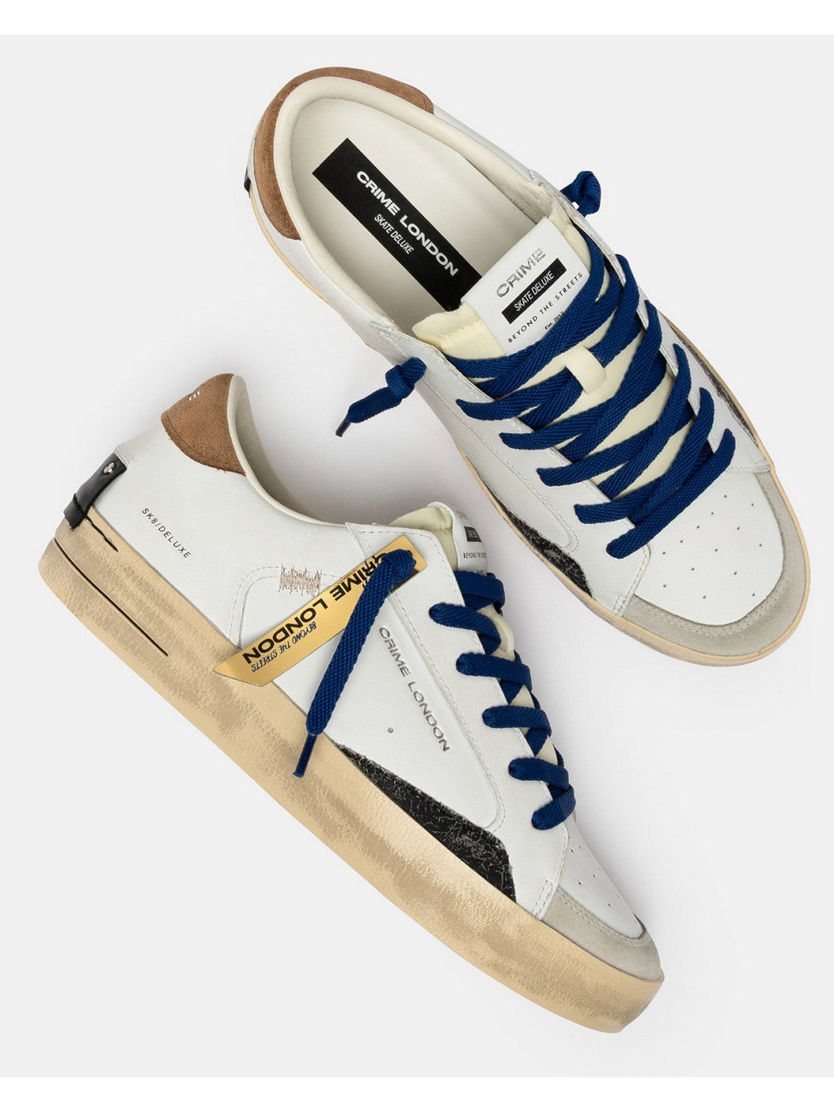 CRIME LONDON Sneaker Uomo SK8 DELUXE BROWN SUGAR 19102PP8 10 WHITE