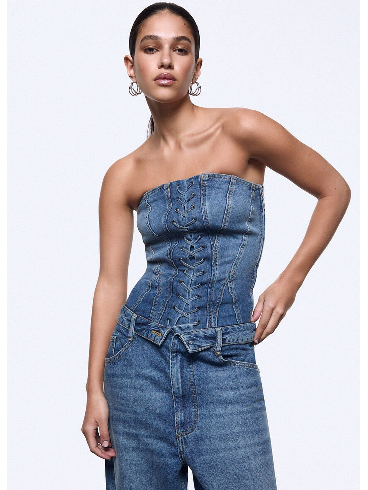 LIU JO feat. ELODIE Top Donna  UA6506D0399 79157 Den.md.Blue intrecci