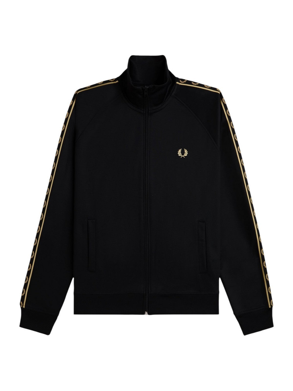 FRED PERRY Felpa Uomo FP CONTRAST TAPE TRACK JACKET FP-J5557-57 90A BLACK/CHAMPAGNE