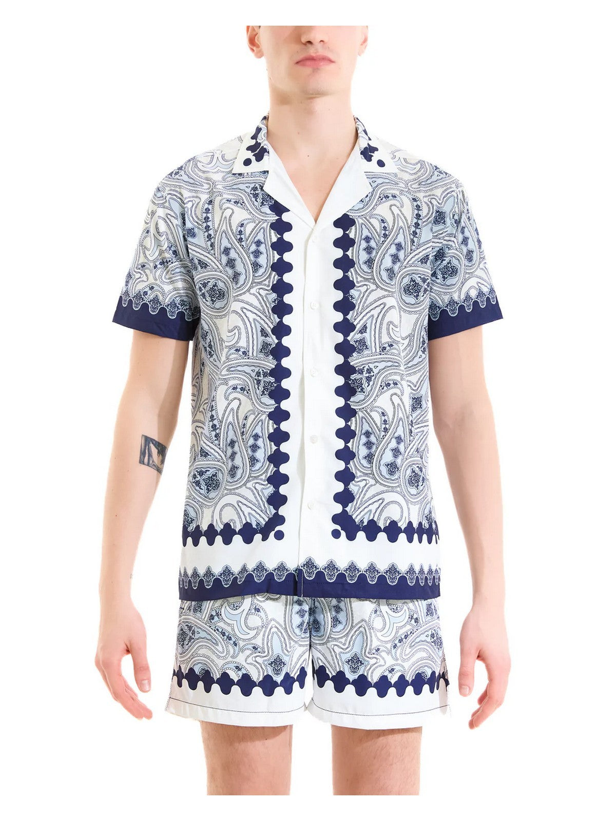 MOVE be different Camicia Uomo  CAMICIA BOWLING PRINT J BIANCO/BLU gioboutiqueweb