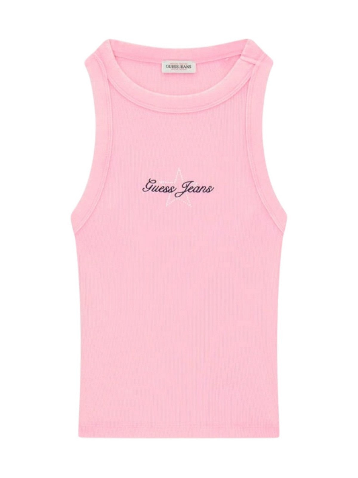 GUESS Canotta Donna GJ TANK TOP SLIM RIB EMBRO W6RP20 KA0H1 G65F SOFT ROSE