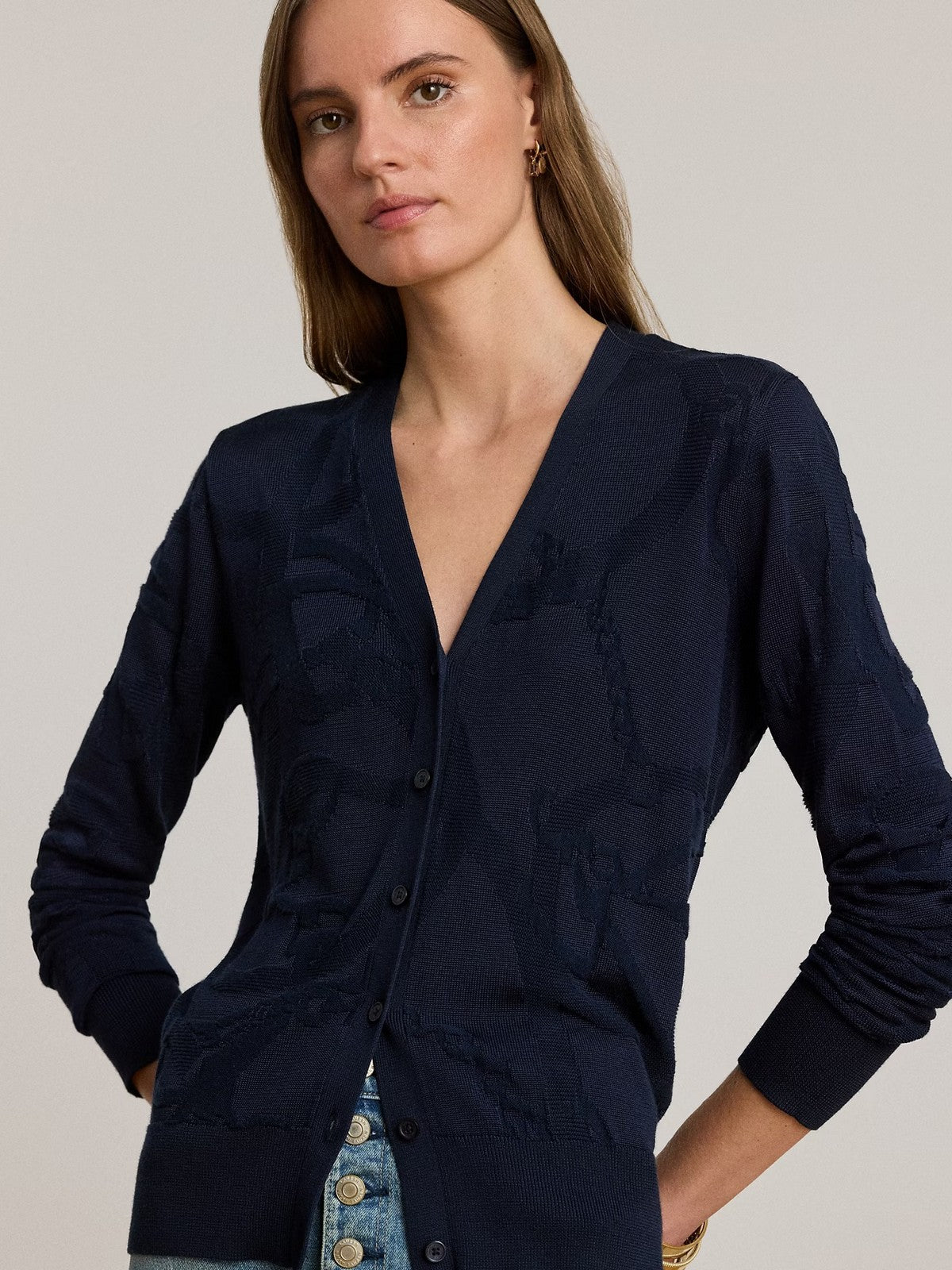 LAUREN RALPH LAUREN Cárdigan de Mujer DENZEL-MANGA LARGA-CARDIGAN 200P03476 002 LAUREN NAVY