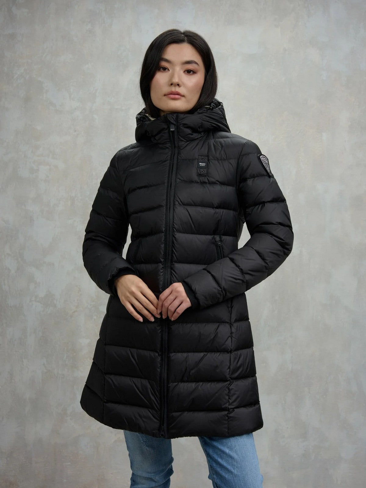 BLAUER Piumino Donna AGNES 25WBLDK03102 006047 999EI NERO interno BEIGE 301