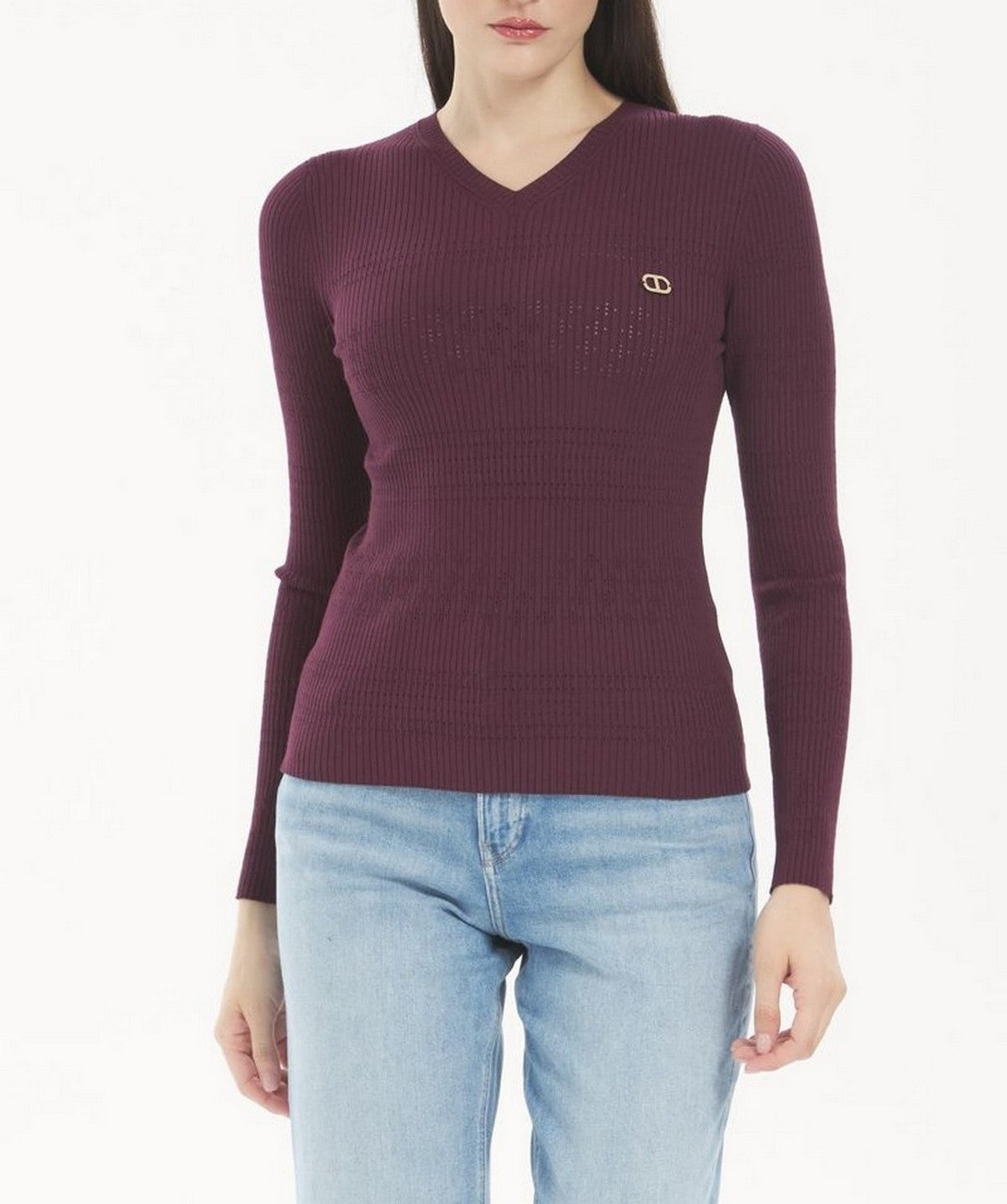 TWINSET Maglione Donna VISCOSE STRETCH TWINSET POINTELLE 252TP3241 05609 WINETASTING