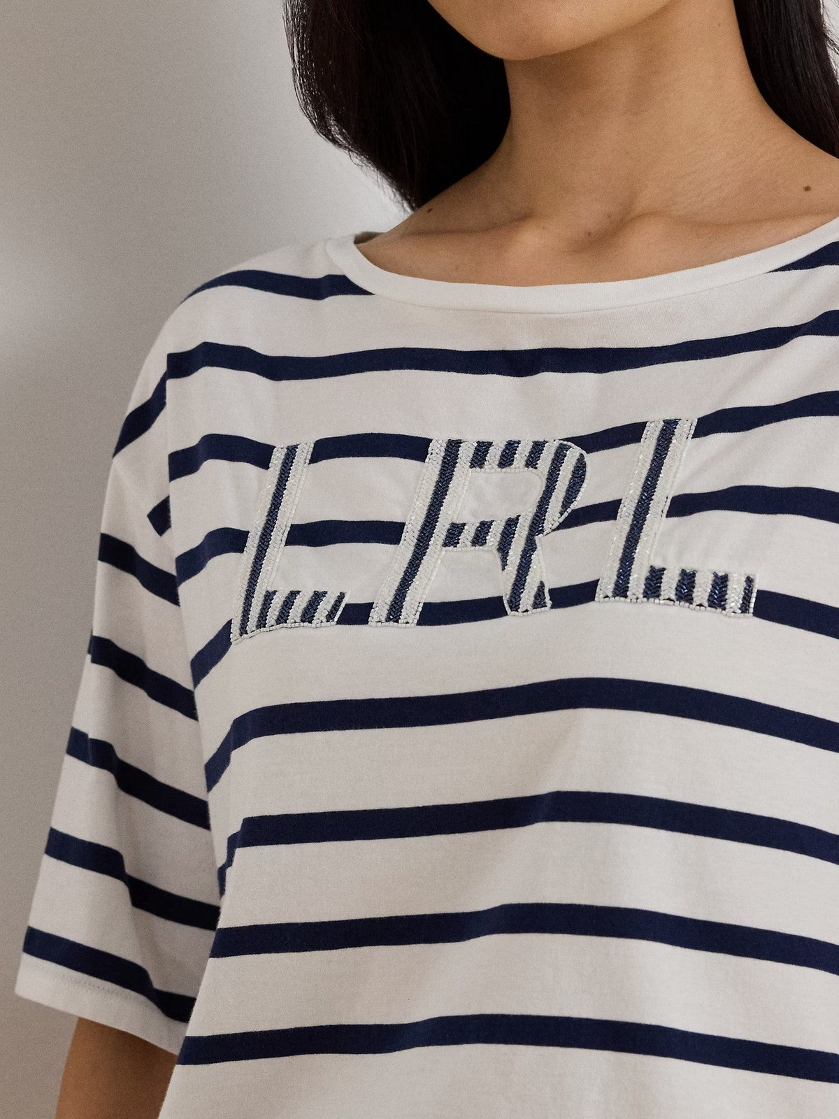 LAUREN RALPH LAUREN T-shirt Donna VAUDEN-SHORT SLEEVE-T-SHIRT 200P03752 002 WHITE/REFINED NAVY