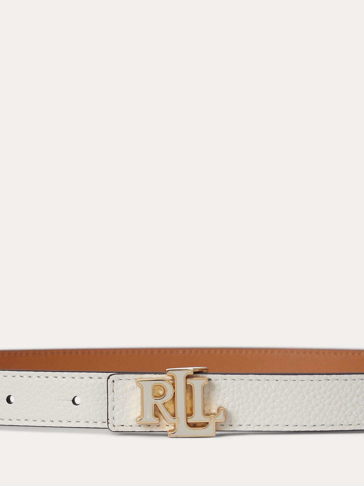 LAUREN RALPH LAUREN Cintura Donna REV LRL 20-BELT-SKINNY 412P04418 003 SOFT WHITE/CLASSIC CARAMEL