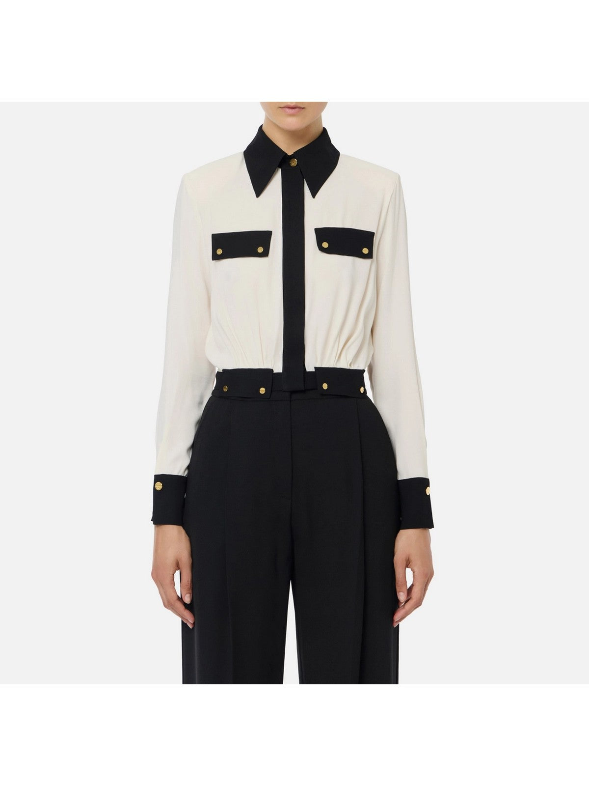 ELISABETTA FRANCHI Camicia Donna  CAT0156E2 EF1 MILK/NERO gioboutiqueweb