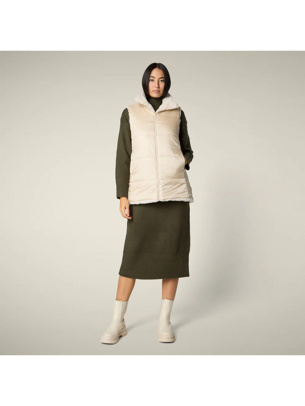 SAVE THE DUCK Gilet Donna NIVES D82493W FURY21 40034 SHORE BEIGE