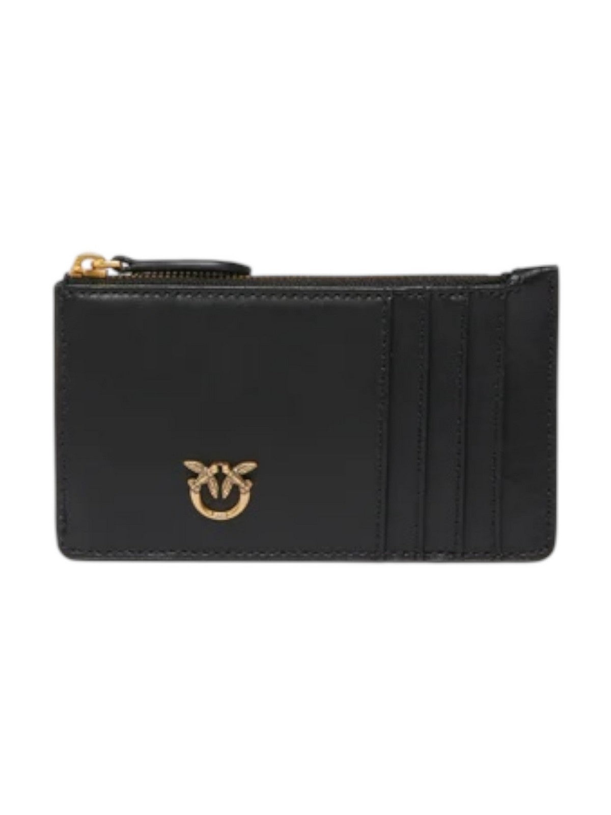 PINKO Portafoglio Donna AIRONE CARDHOLDER VITELLO SETA 100251-A0F1 Z99Q NERO-ANTIQUE GOLD