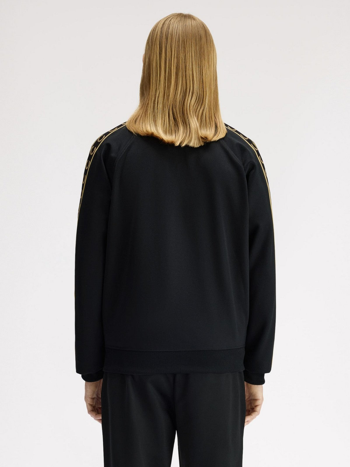 FRED PERRY Felpa Uomo FP CONTRAST TAPE TRACK JACKET FP-J5557-57 90A BLACK/CHAMPAGNE