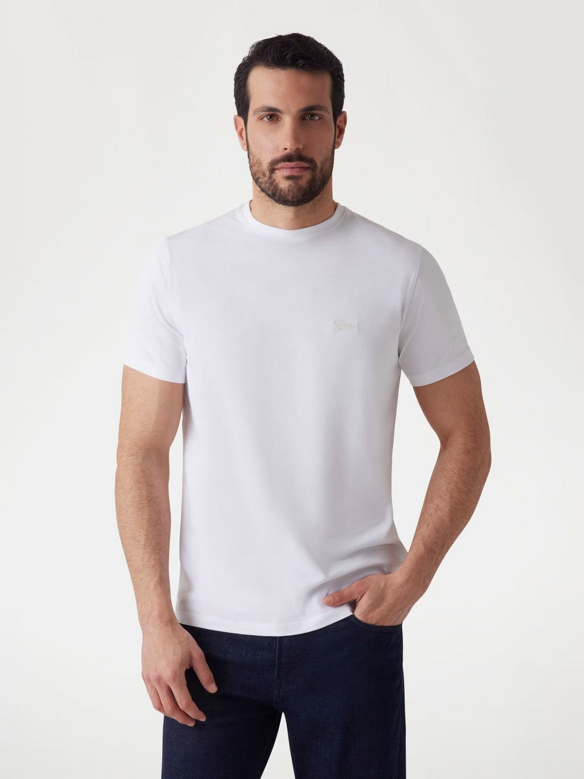 GUESS T-shirt Uomo SS CN BASIC PIMA TEE M4GI70 KC9X0 G011 PURE WHITE