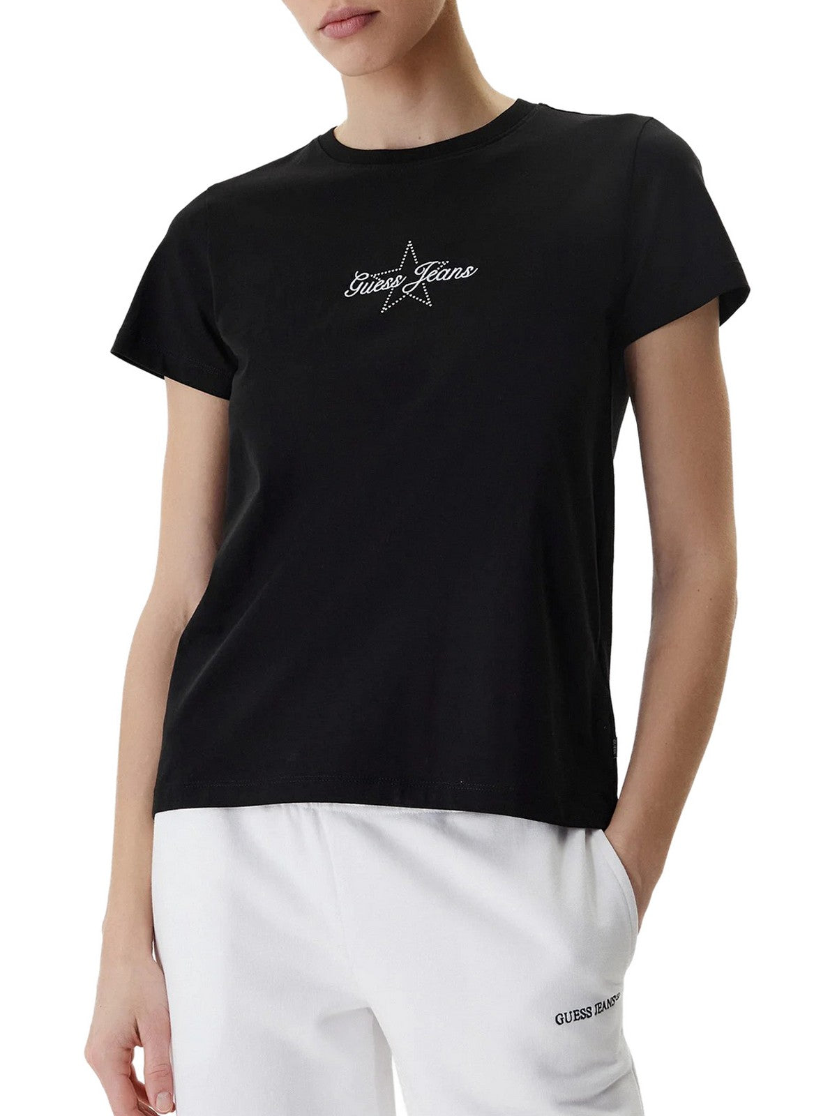 GUESS T-shirt Donna GJ SS CN REG STAR EMB TEE W6RI18 J1314 JBLK Jet Black A996