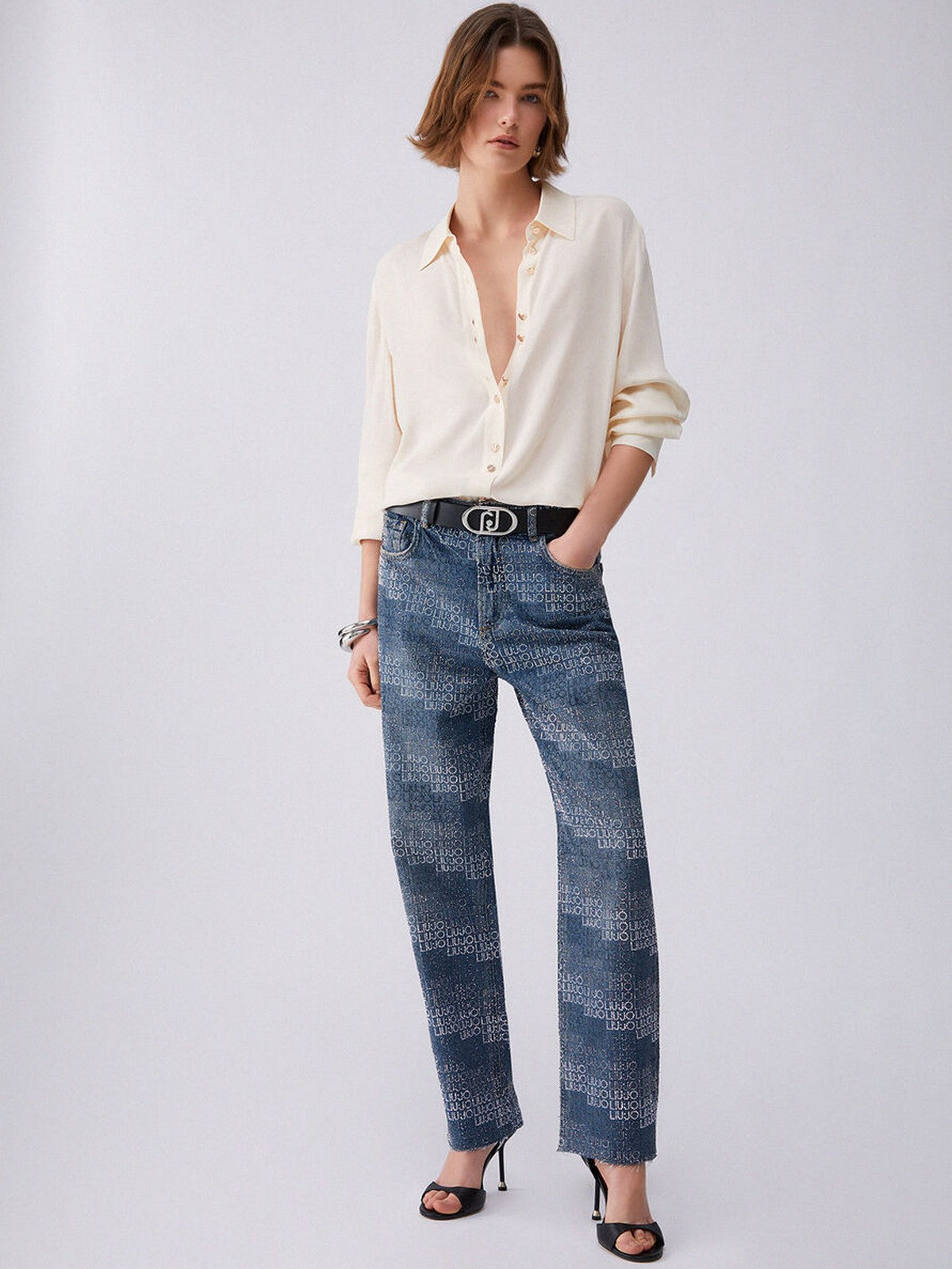 LIU JO BLACK Camicia Donna  CA6157T2578 P9572 Cremino light