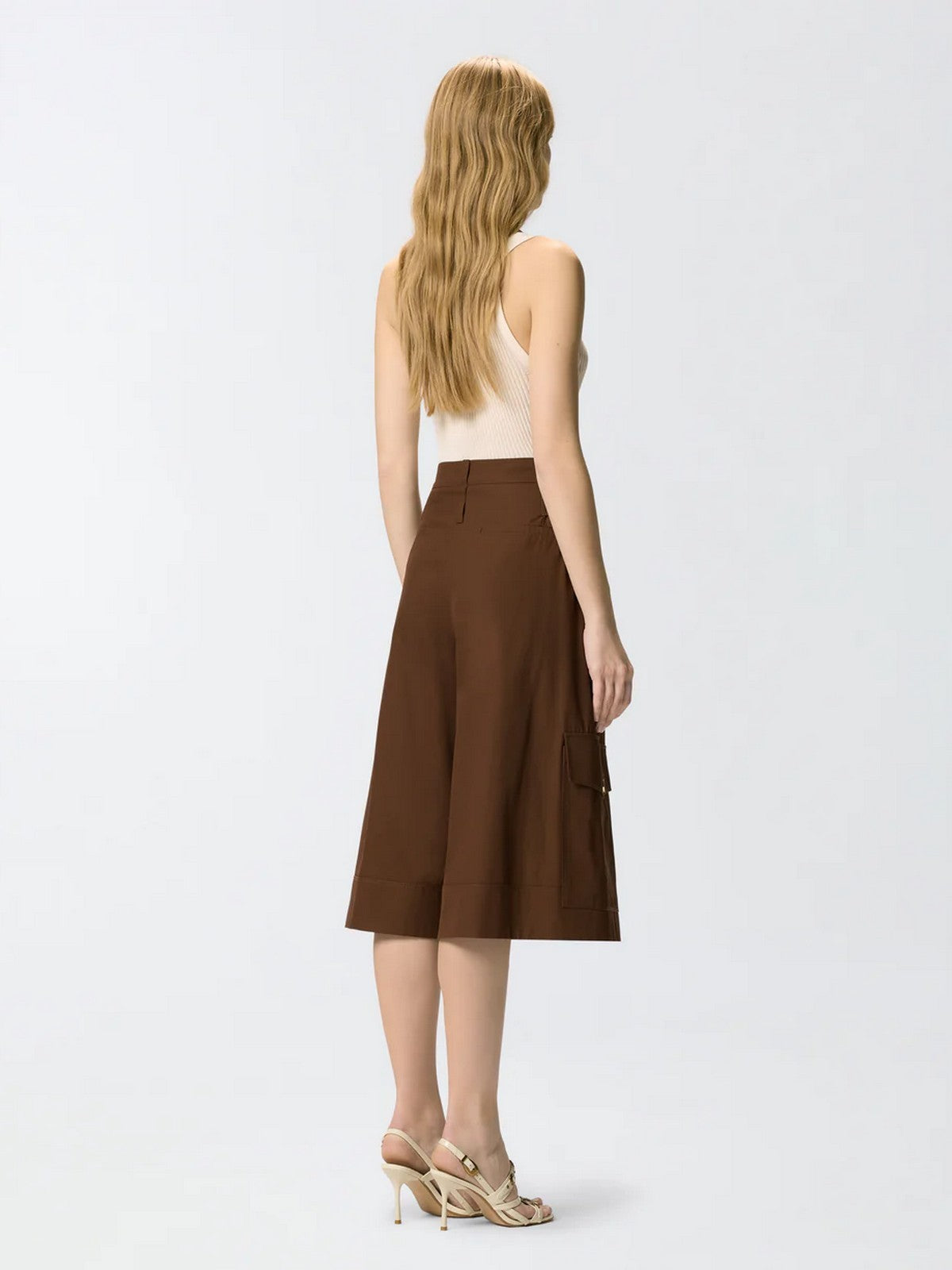 PINKO Bermuda Donna PATRICIA BERMUDA COTONE FLUIDO 106152-A2ER L78 MARRONE TERRA X PIANTE