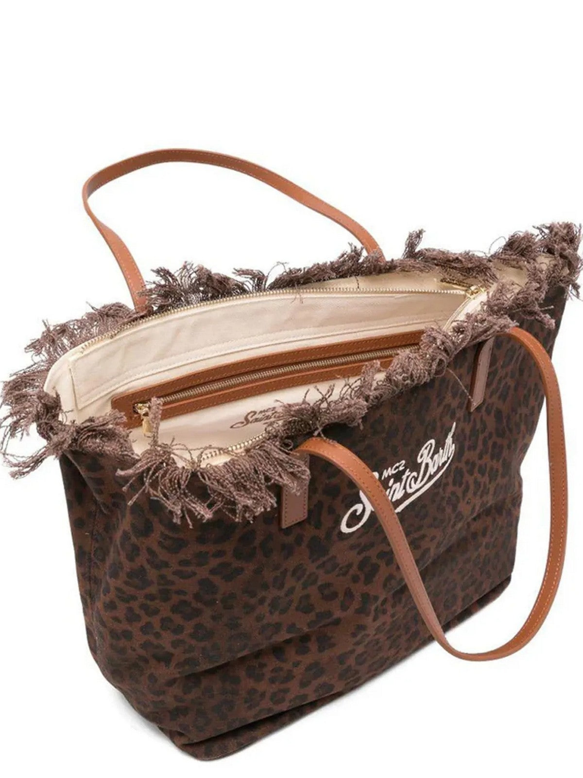 MC2 SAINT BARTH Borsa Donna  CITY BAG FRINGE 00588L CANVAS DARK LEOPARD 18 EMB