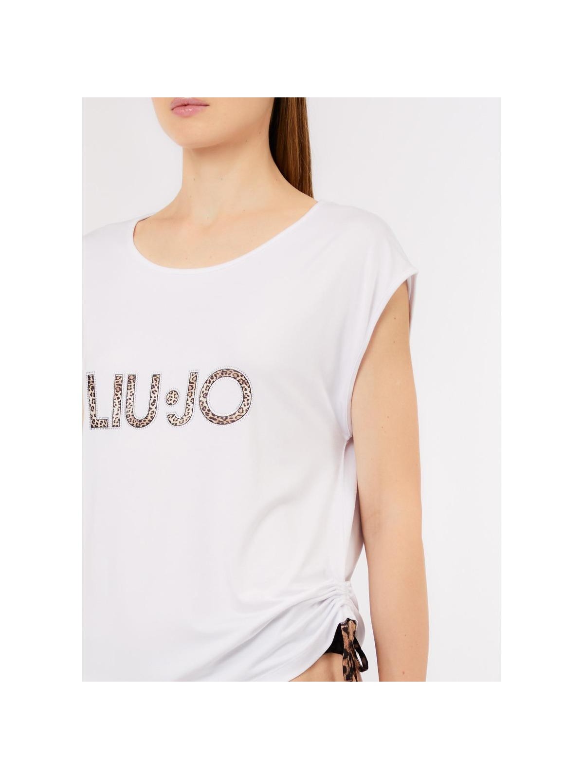 LIU JO BEACHWEAR T-shirt Donna  VA6047JS360 S9740 BIANCO/ANIMALIER
